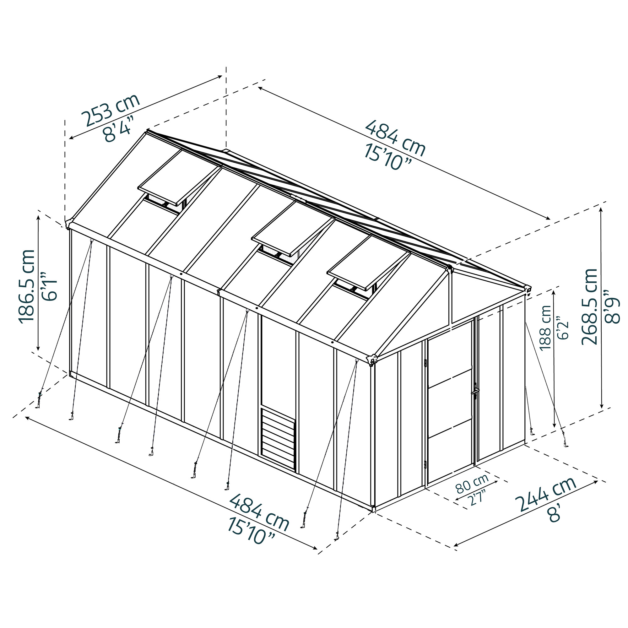 Drivhus Glory 12,2 m2 grå Palram - Canopia