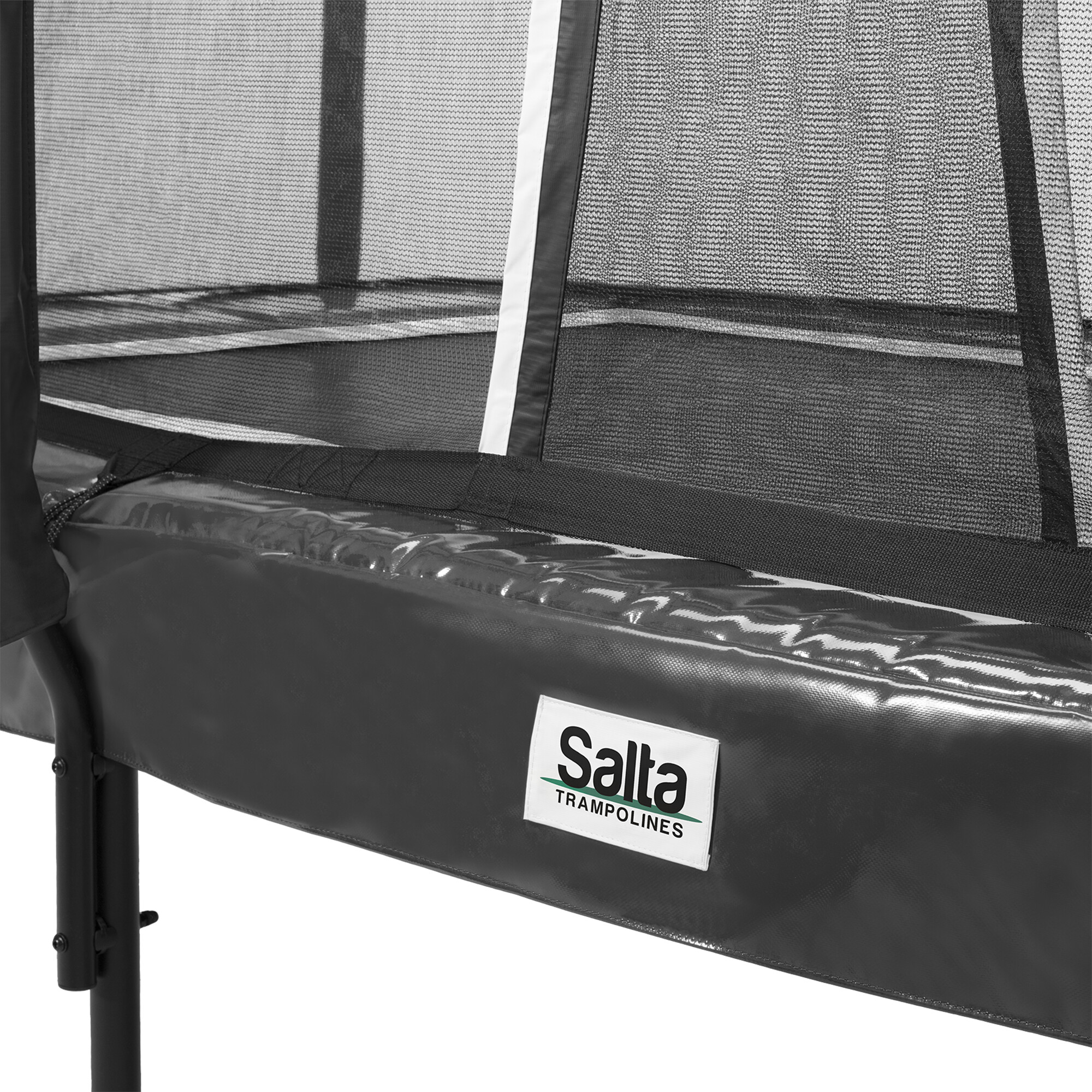 Trampolin First Class rektangulær 366 x 214 cm, sort inkl. stige og sikkerhedsnet Salta