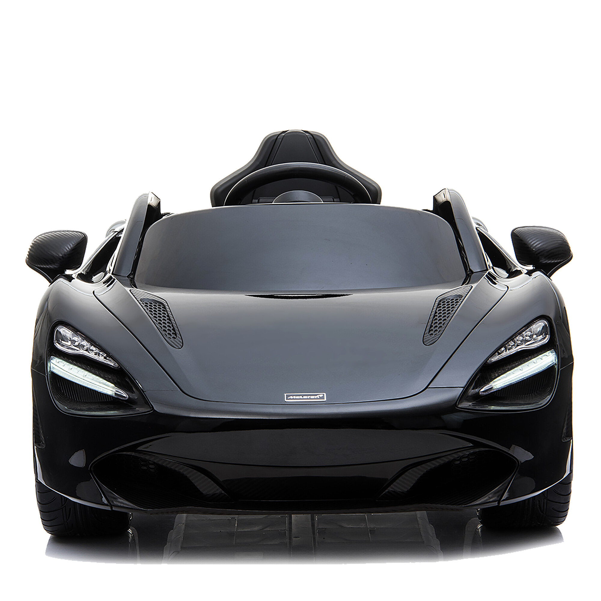 McLaren 720S electric car 12V with EVA tires and leather seat, black NORDIC PLAY