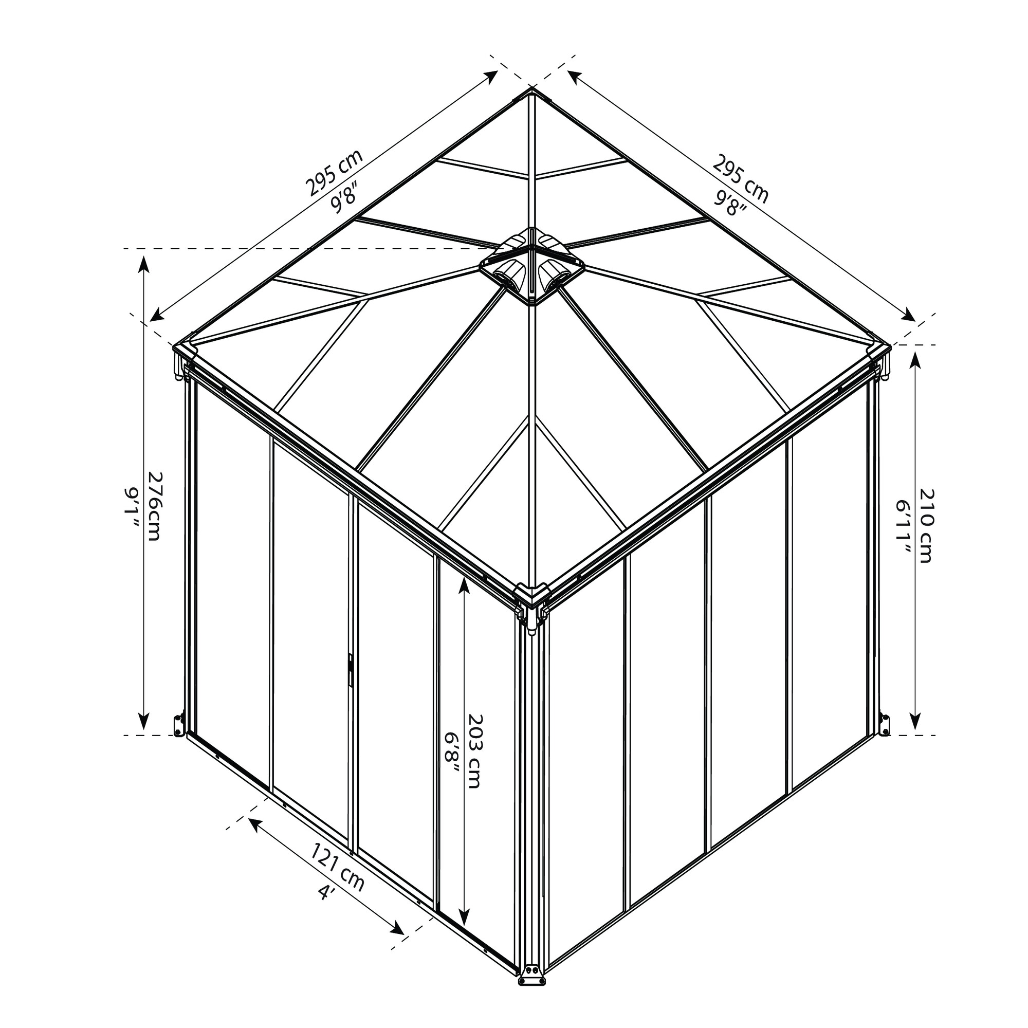 Paviljong Palermo 3000 stängningssystem Palram - Canopia