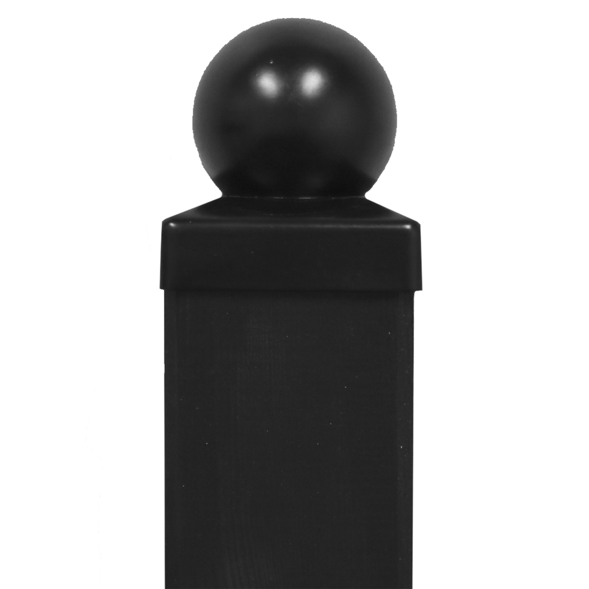 Post cap black 71 x 71 mm, with ball