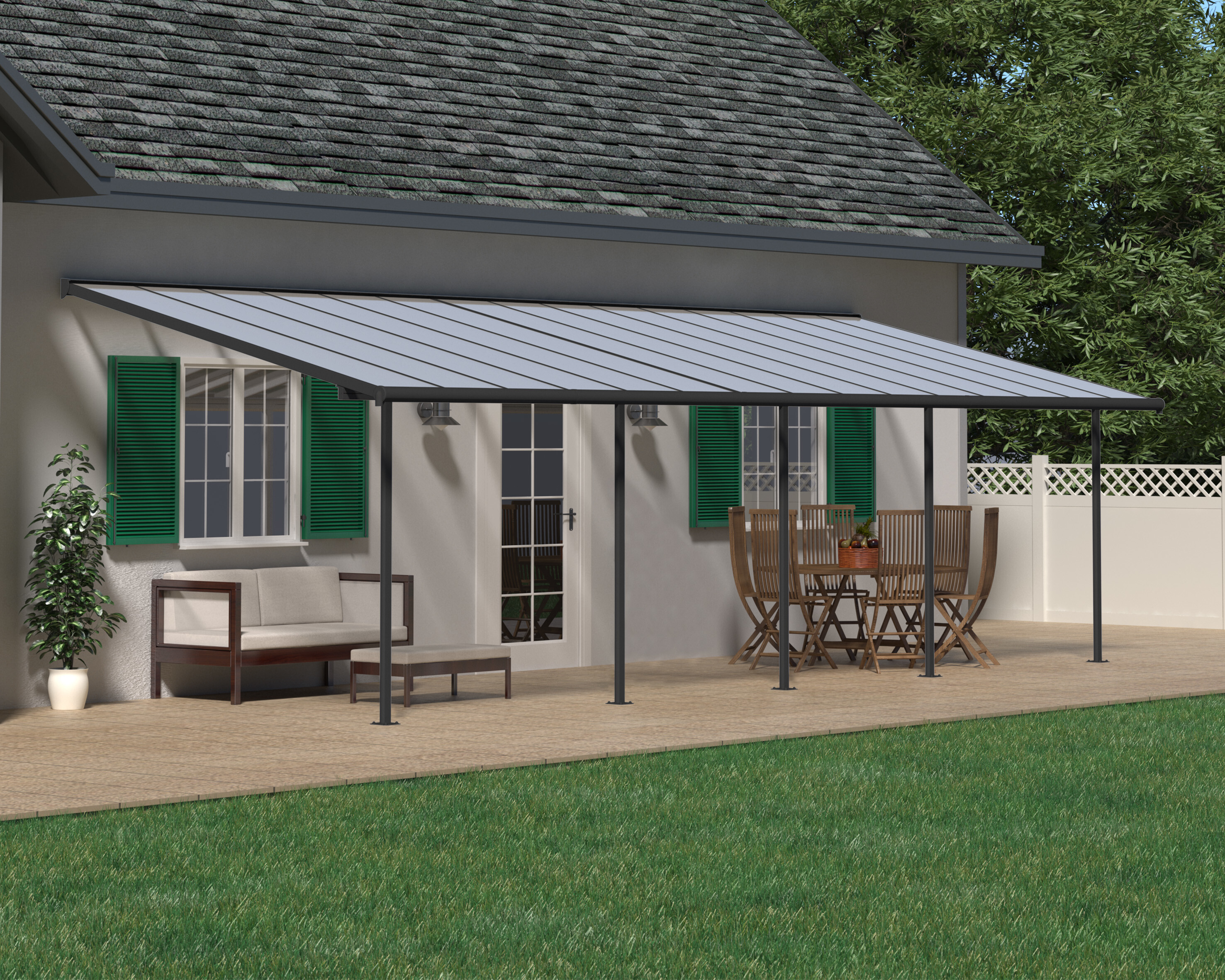 Terrasseoverdækning Sierra 3x9,24m (27,3 m2), antracitgrå Palram - Canopia