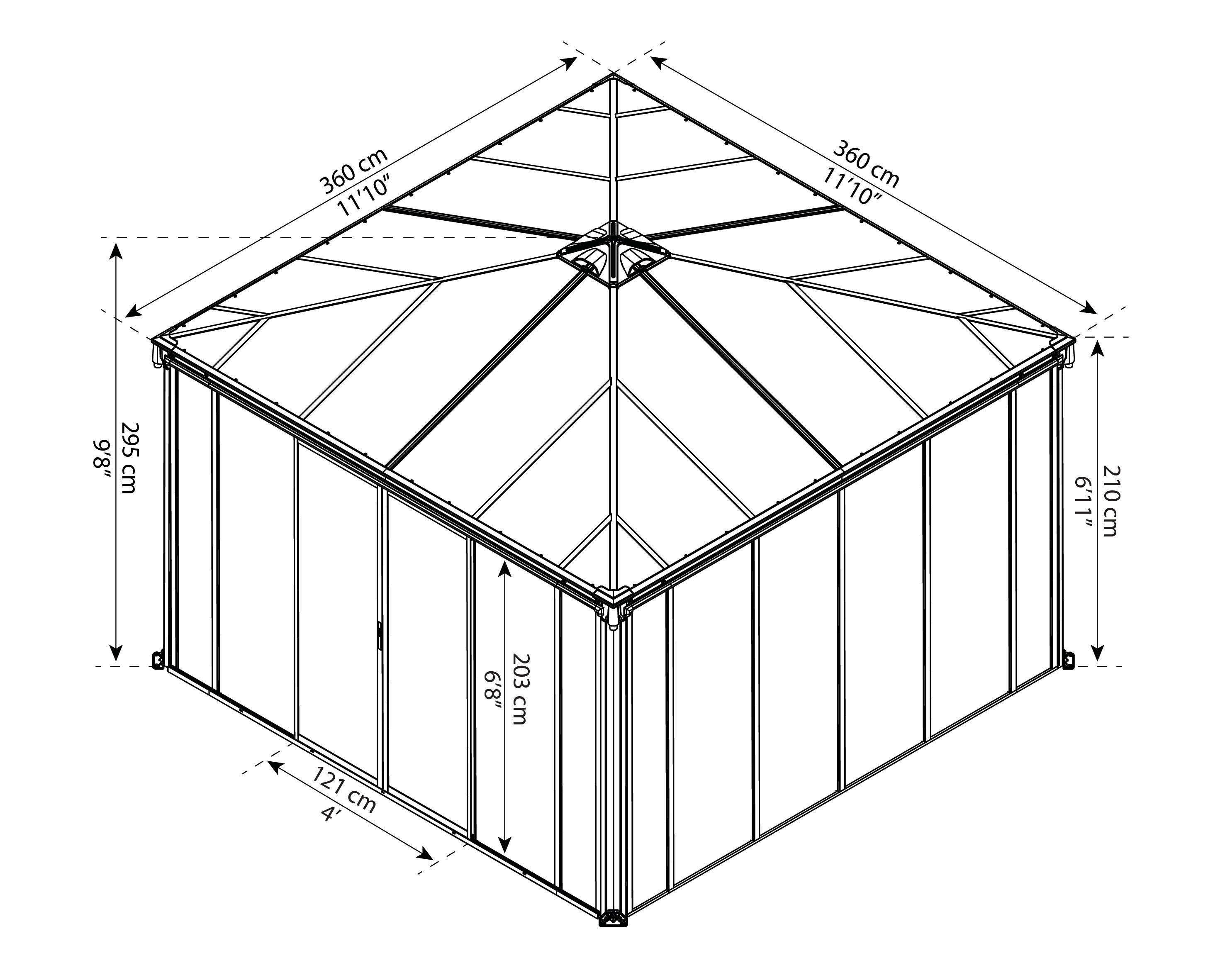 Pavillon lukket Ledro 3600, antracitgrå Palram - Canopia