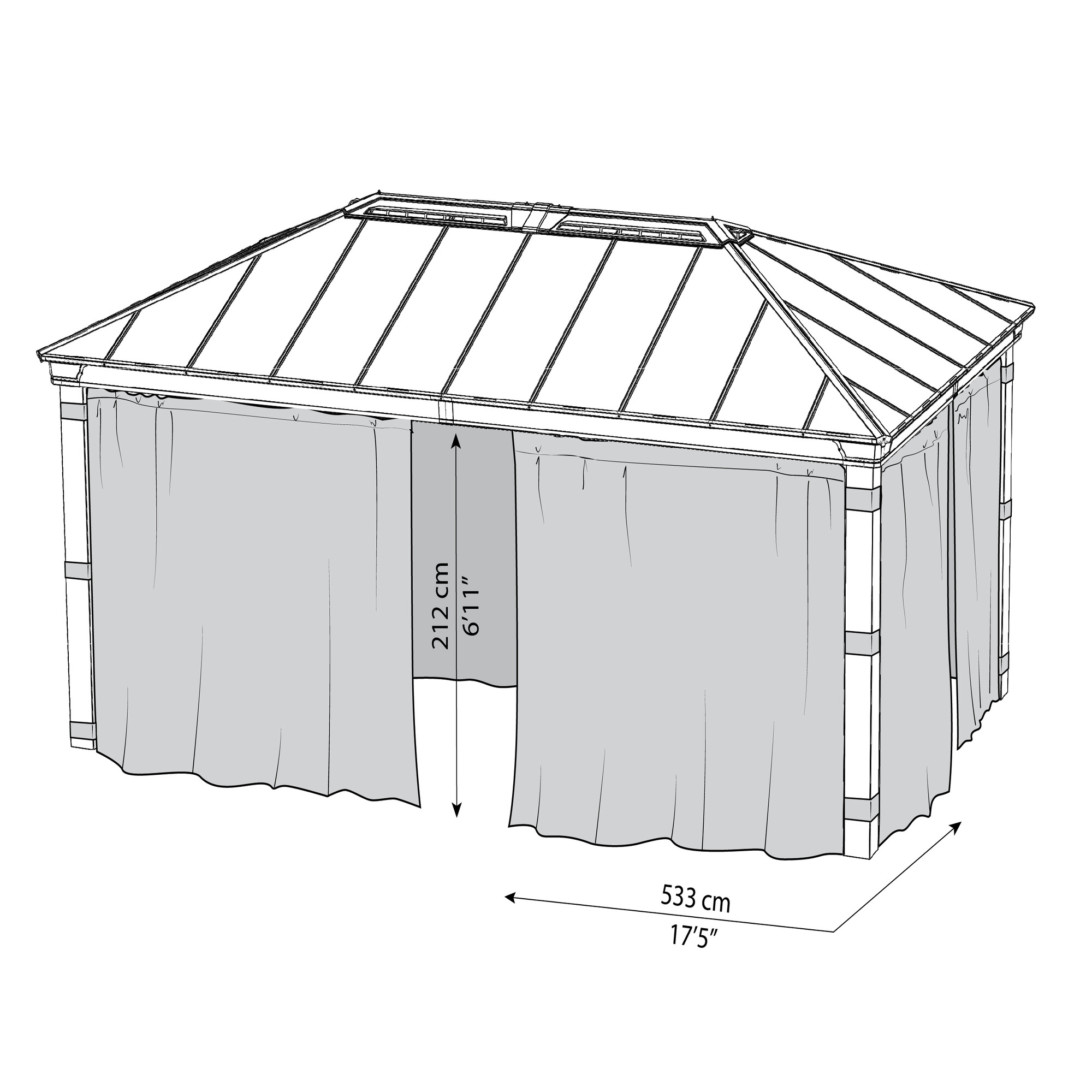 Gardinsæt 4 stk. passer til Dallas pavillon 4,2 x 6 meter