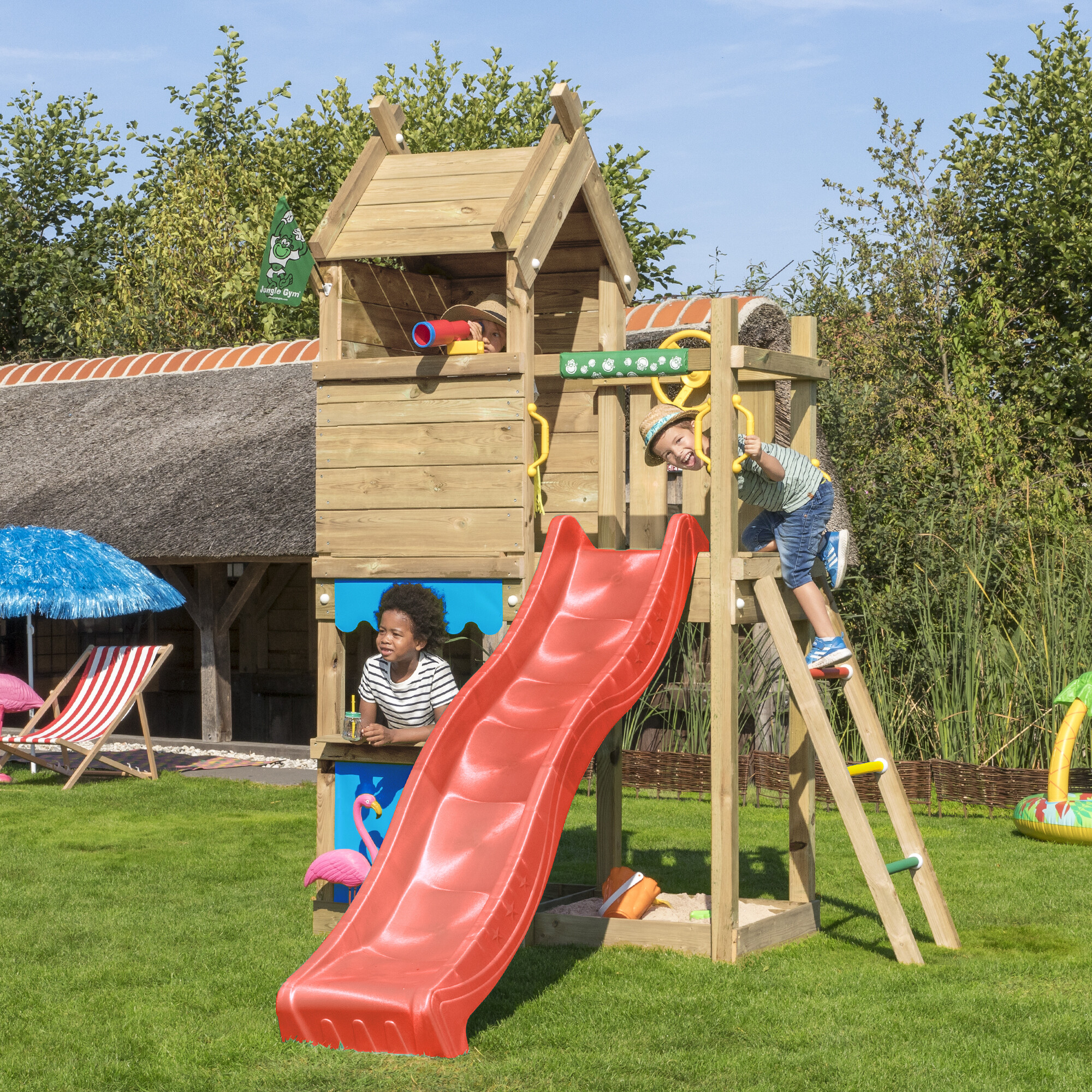 Legetårn Jungle Gym Resort m/rød rutschebane