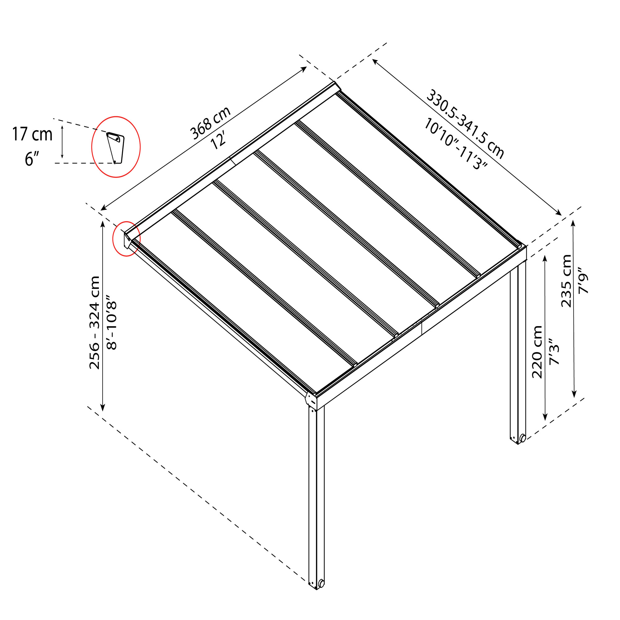 Patio cover Stockholm 3.4 x 3.7 m, anthracite Palram - Canopia