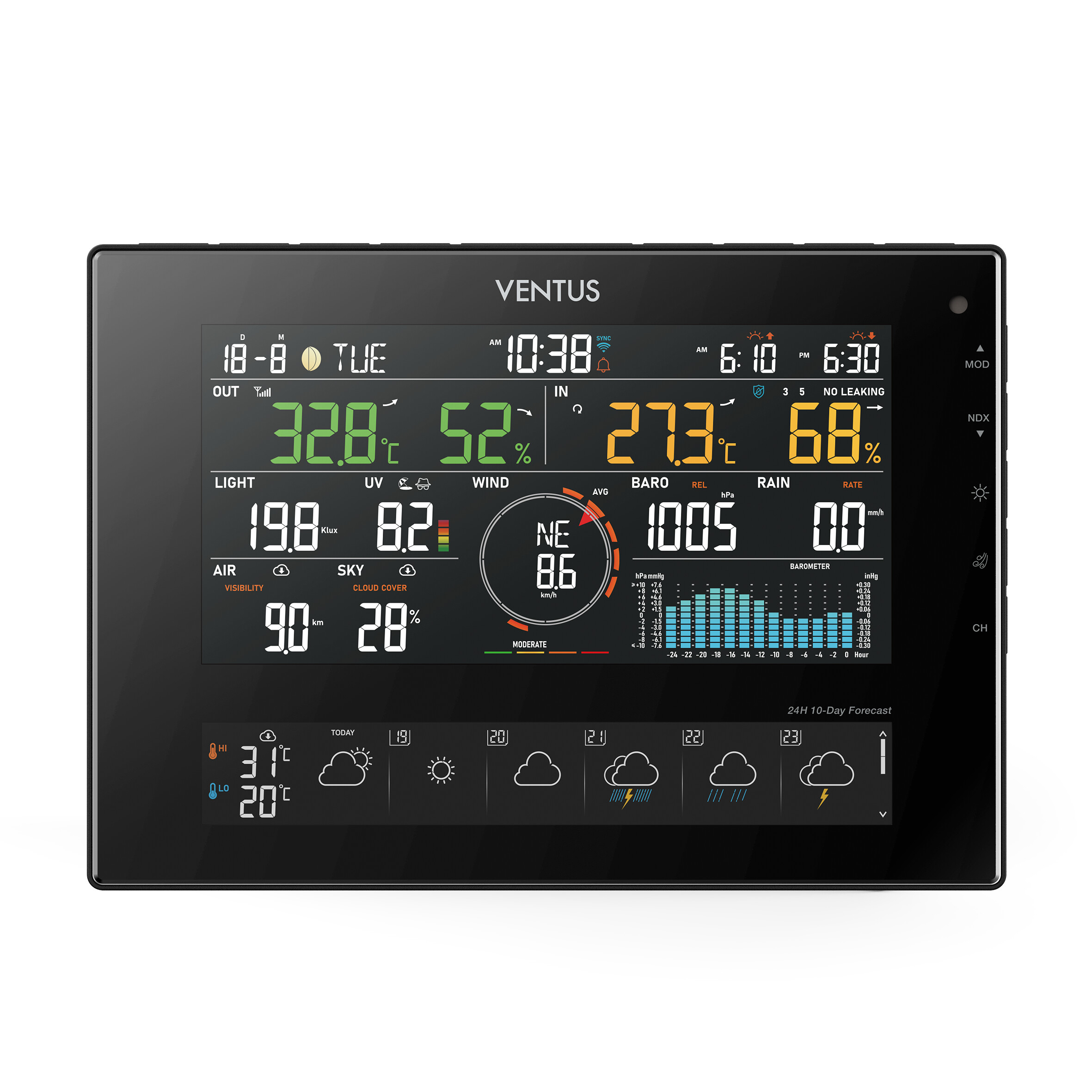 Väderstation W850, wifi, vind, regn och 10 dagars väderutsikt VENTUS