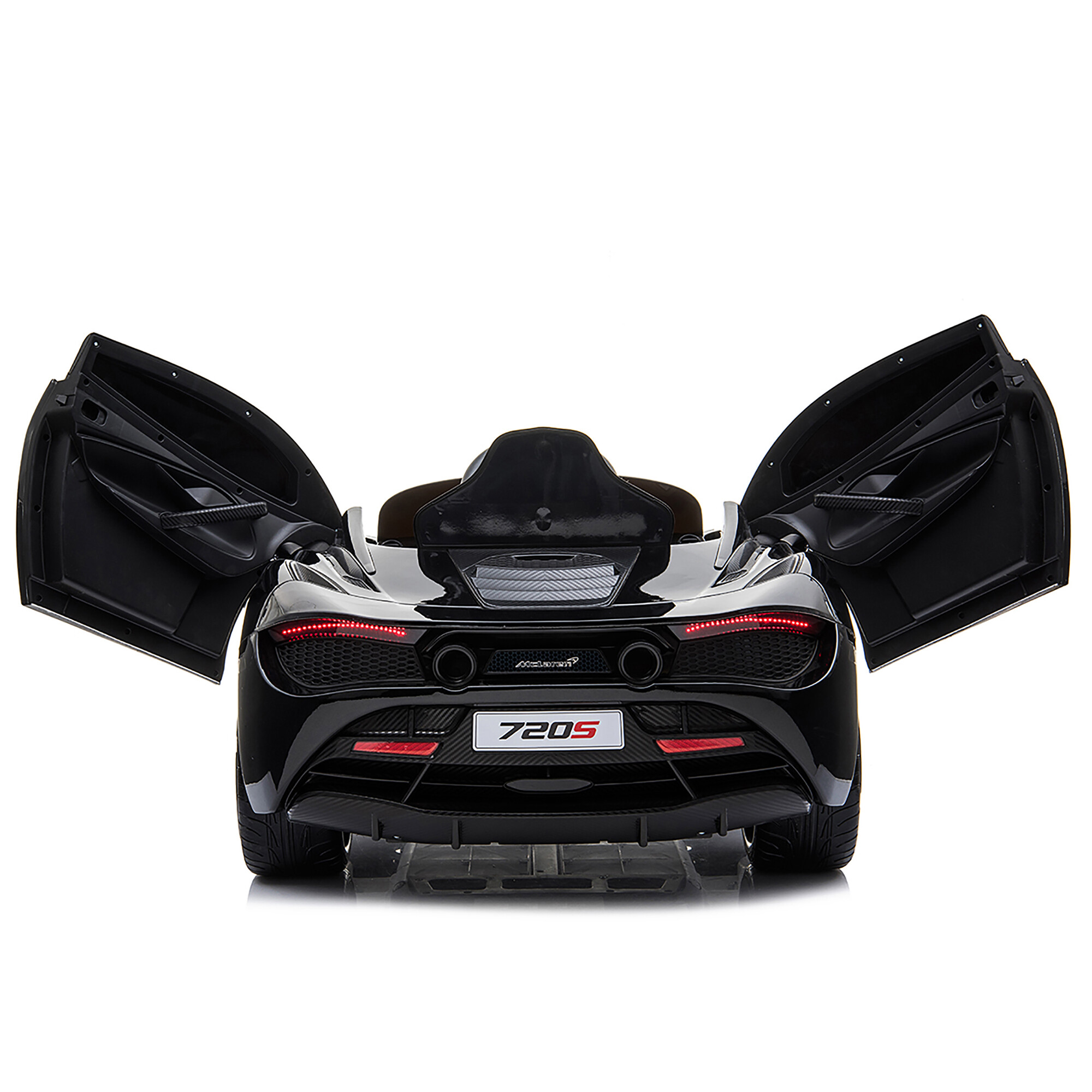 McLaren 720S electric car 12V with EVA tires and leather seat, black NORDIC PLAY