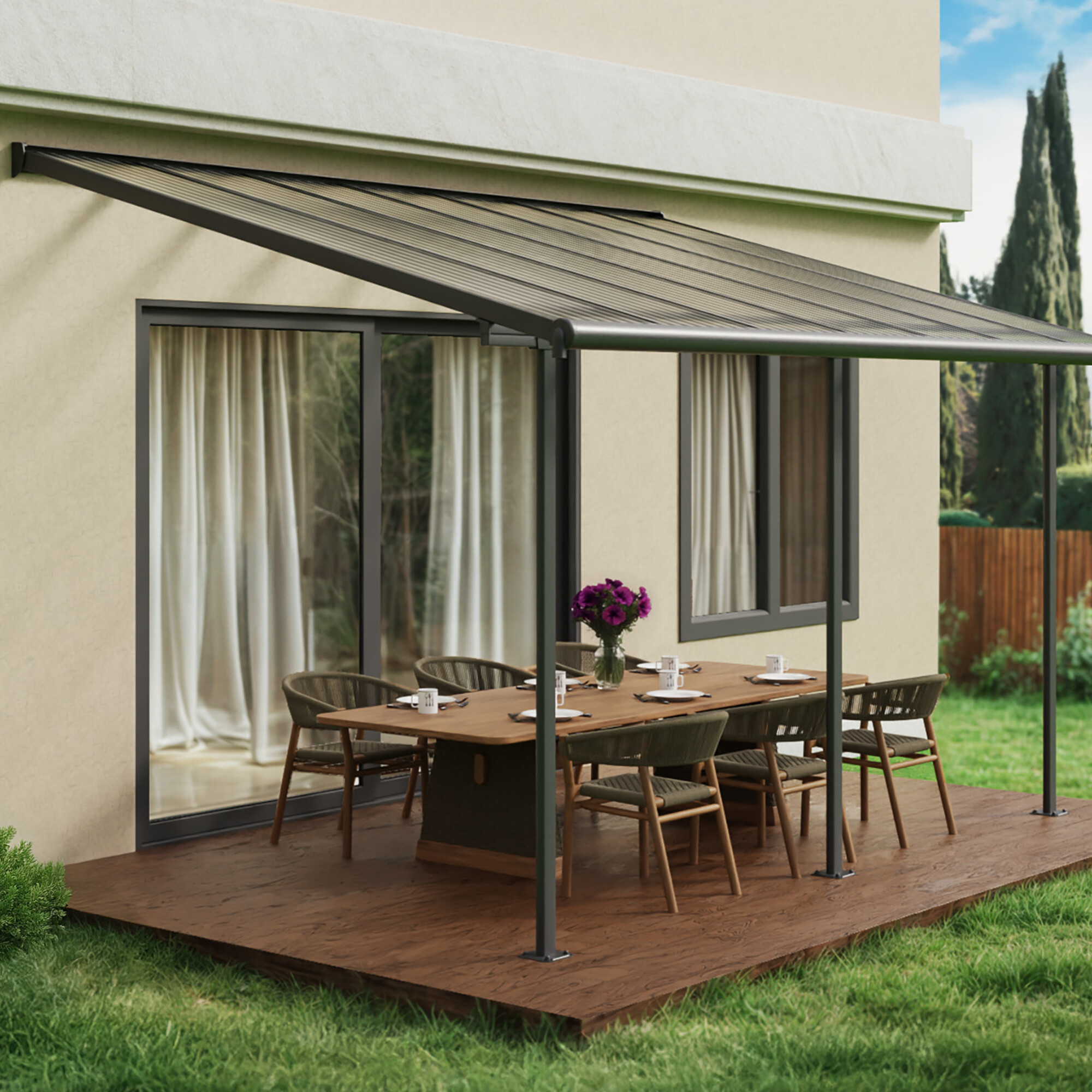 Terrasseoverdækning Sierra 3x4,34m (12,8 m2), antracitgrå Palram - Canopia
