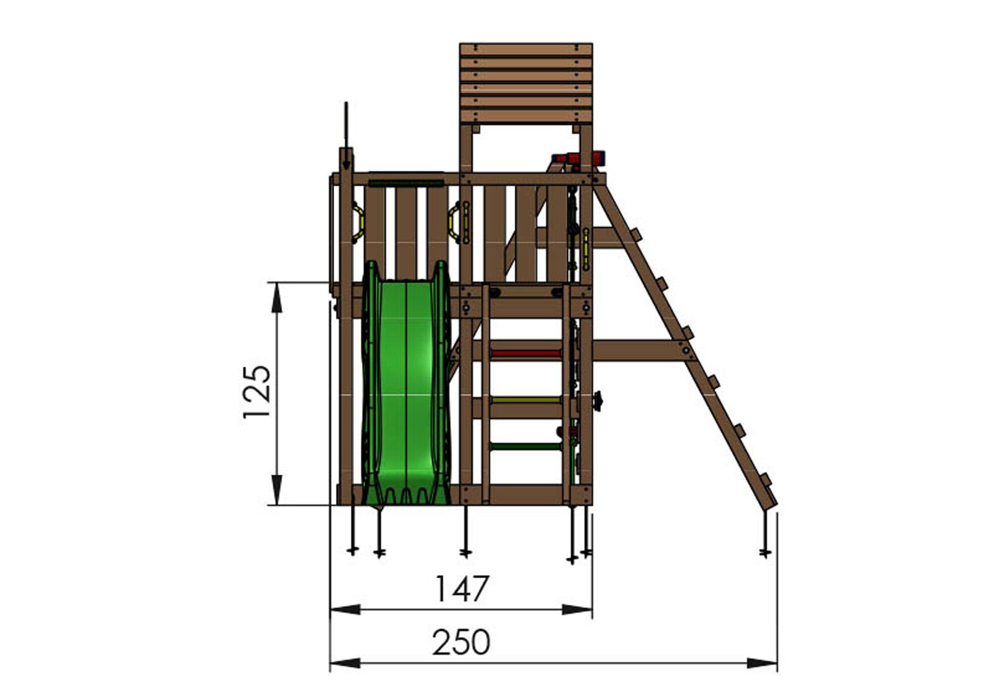 Legetårn Jungle Gym Safari m/2-Climb Module 200 og mørkegrøn rutsjebane