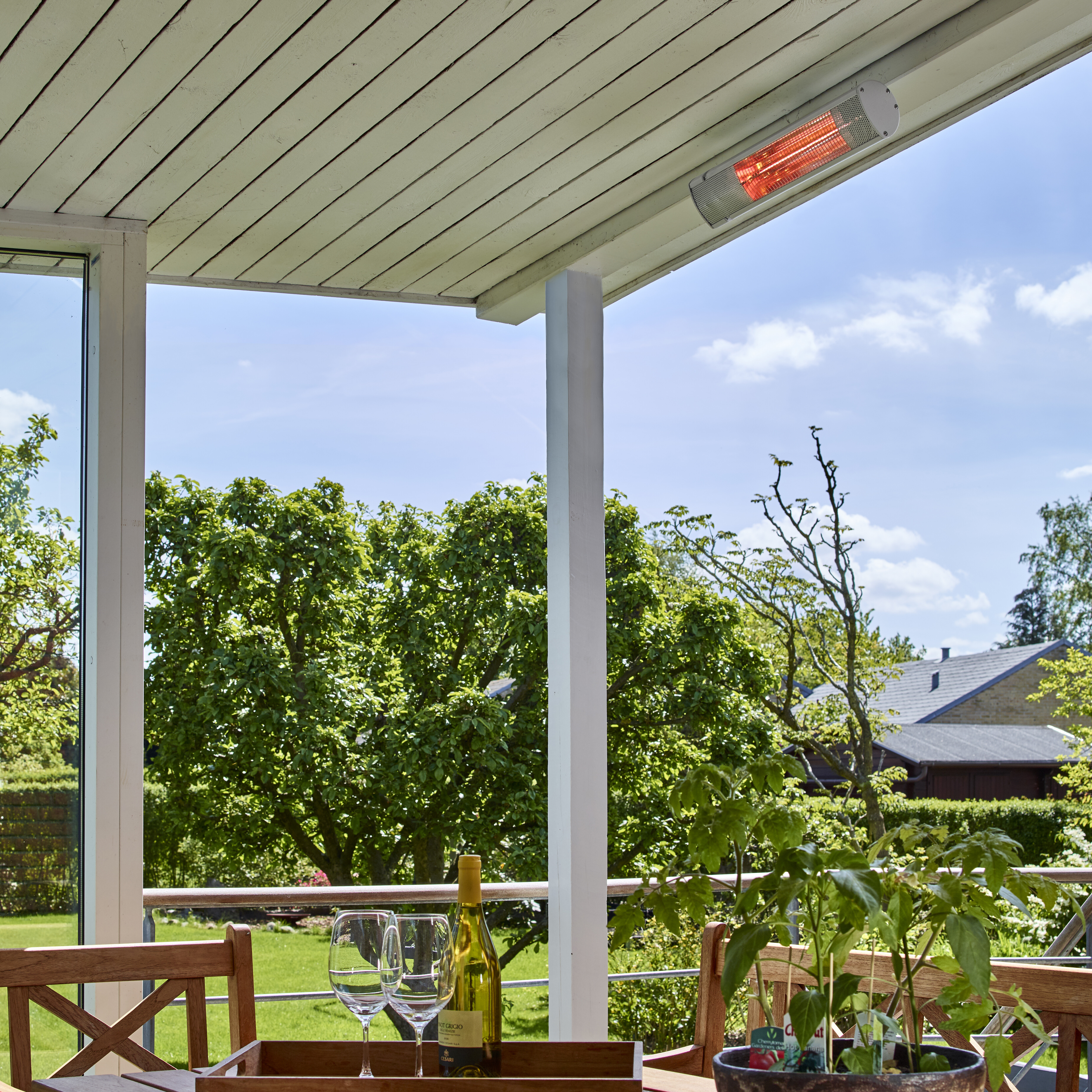 Terrassevarmer 1500W væghængt HORTUS, sølv