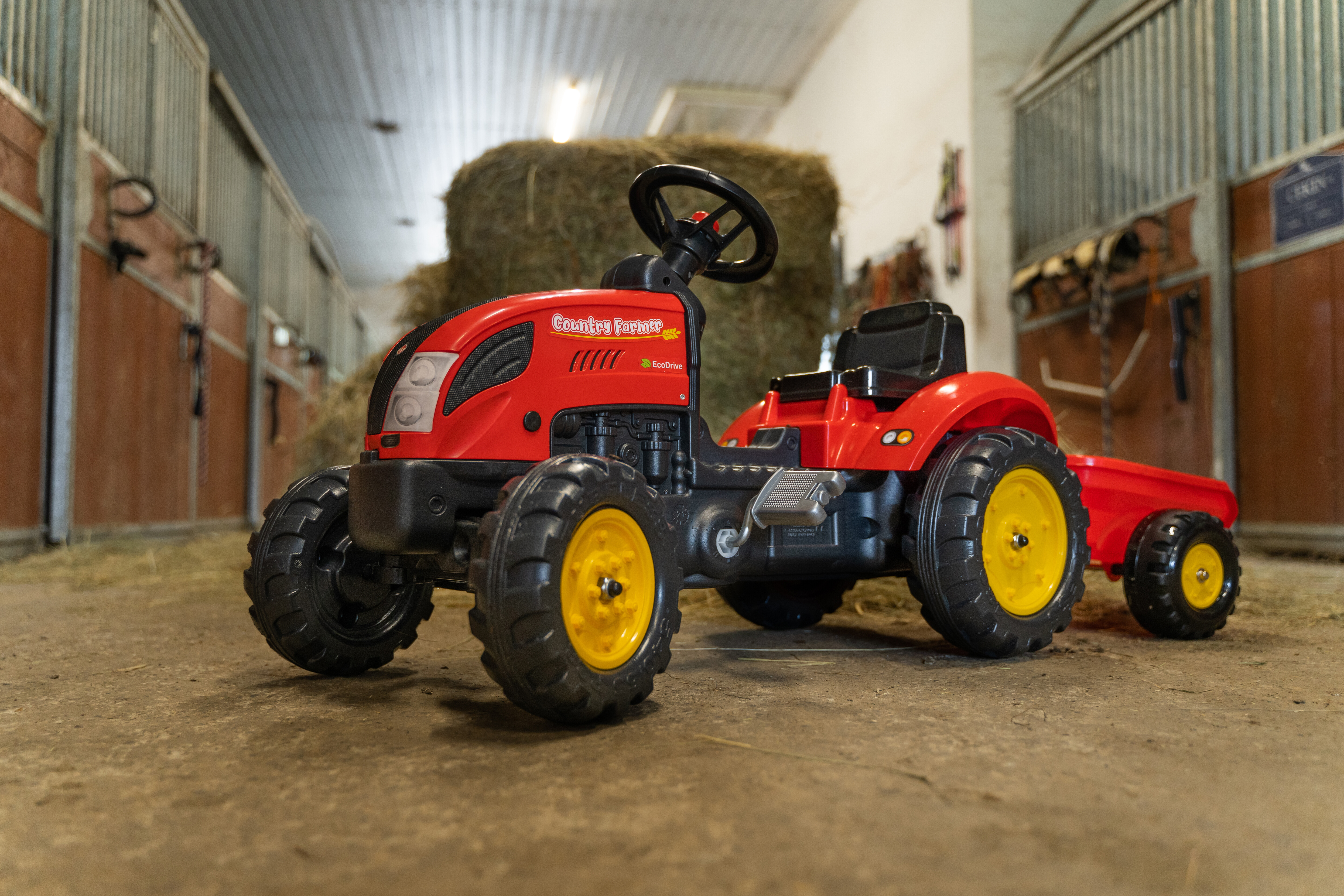 Country farmer tractor with trailer red FALK