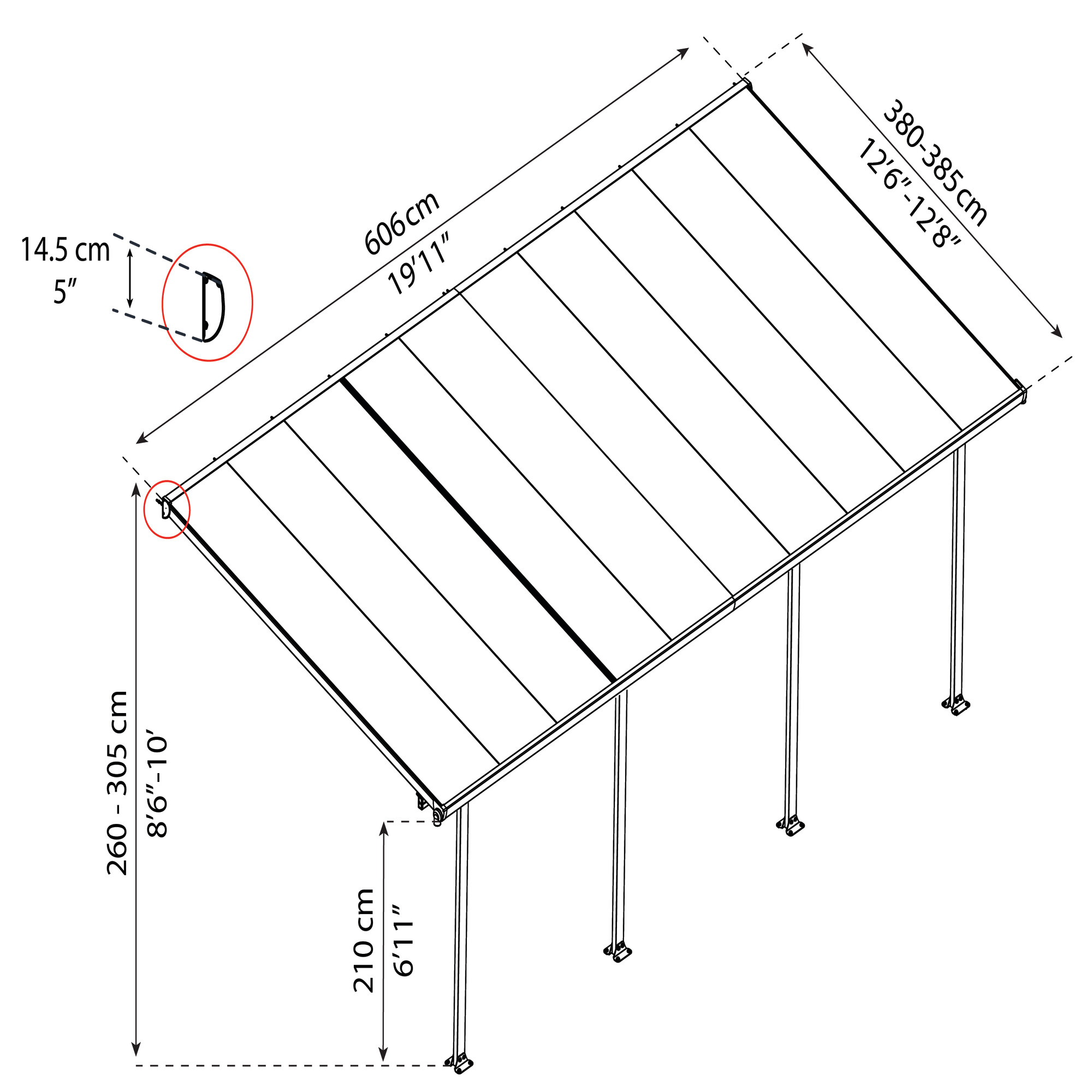 Patio cover Feria 4 x 6.06, white Palram - Canopia
