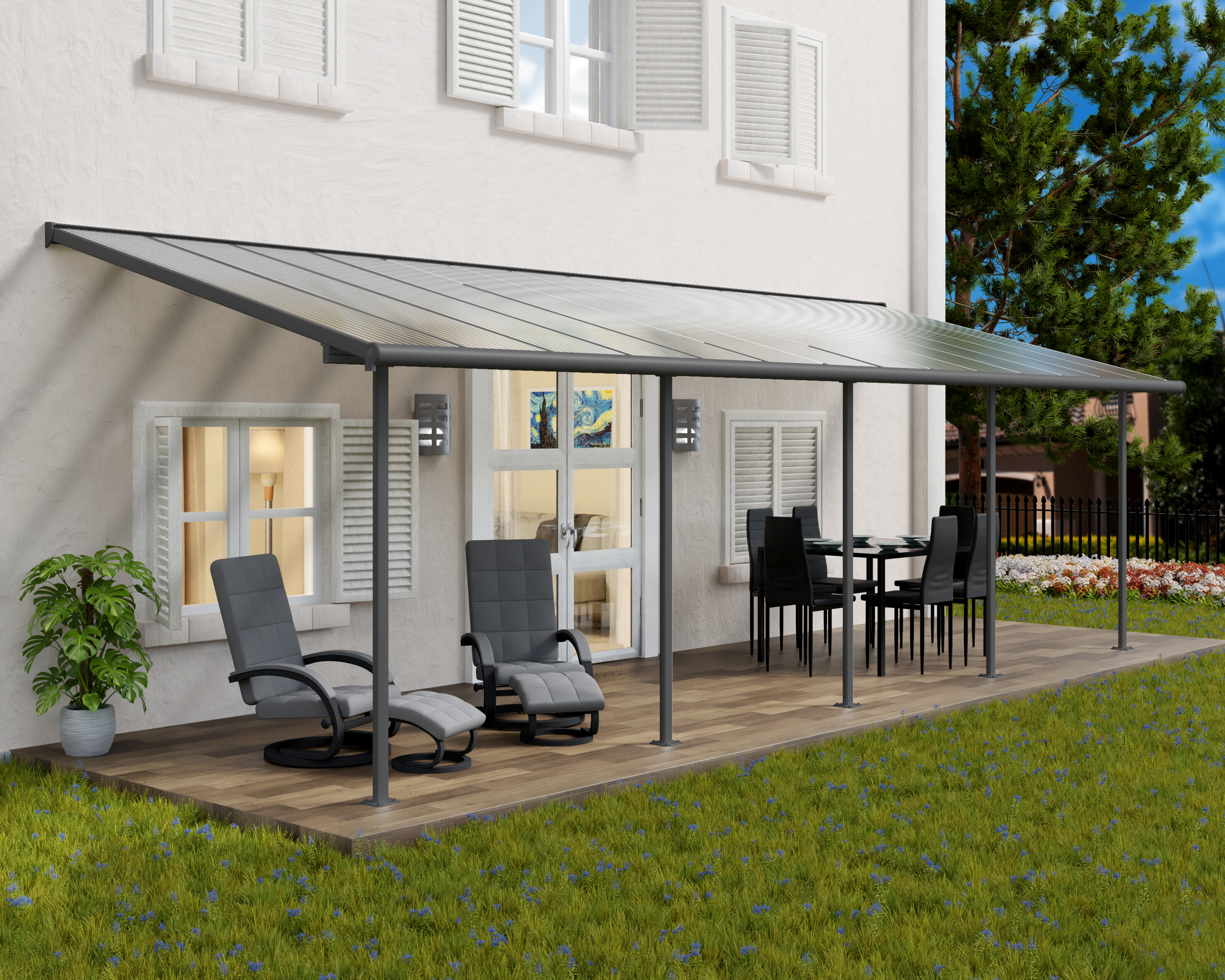 Terrasseoverdækning Sierra 3x8,60m (25,4 m2), antracitgrå Palram - Canopia