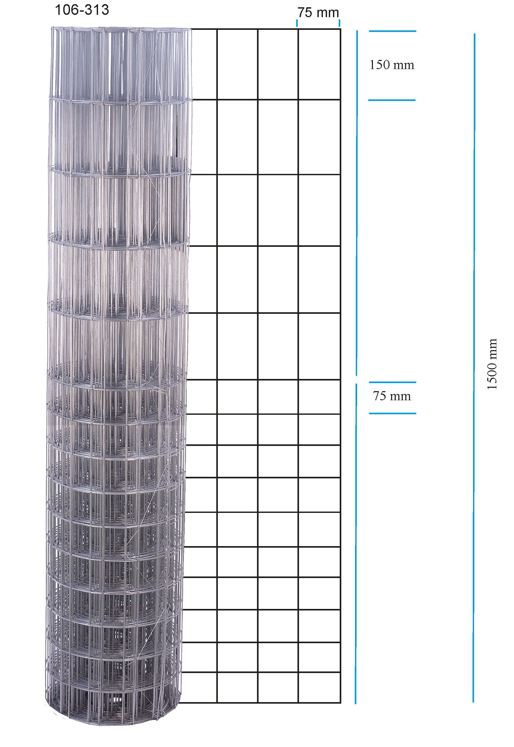 Hundehegn galvaniseret 150 cm x 20 m