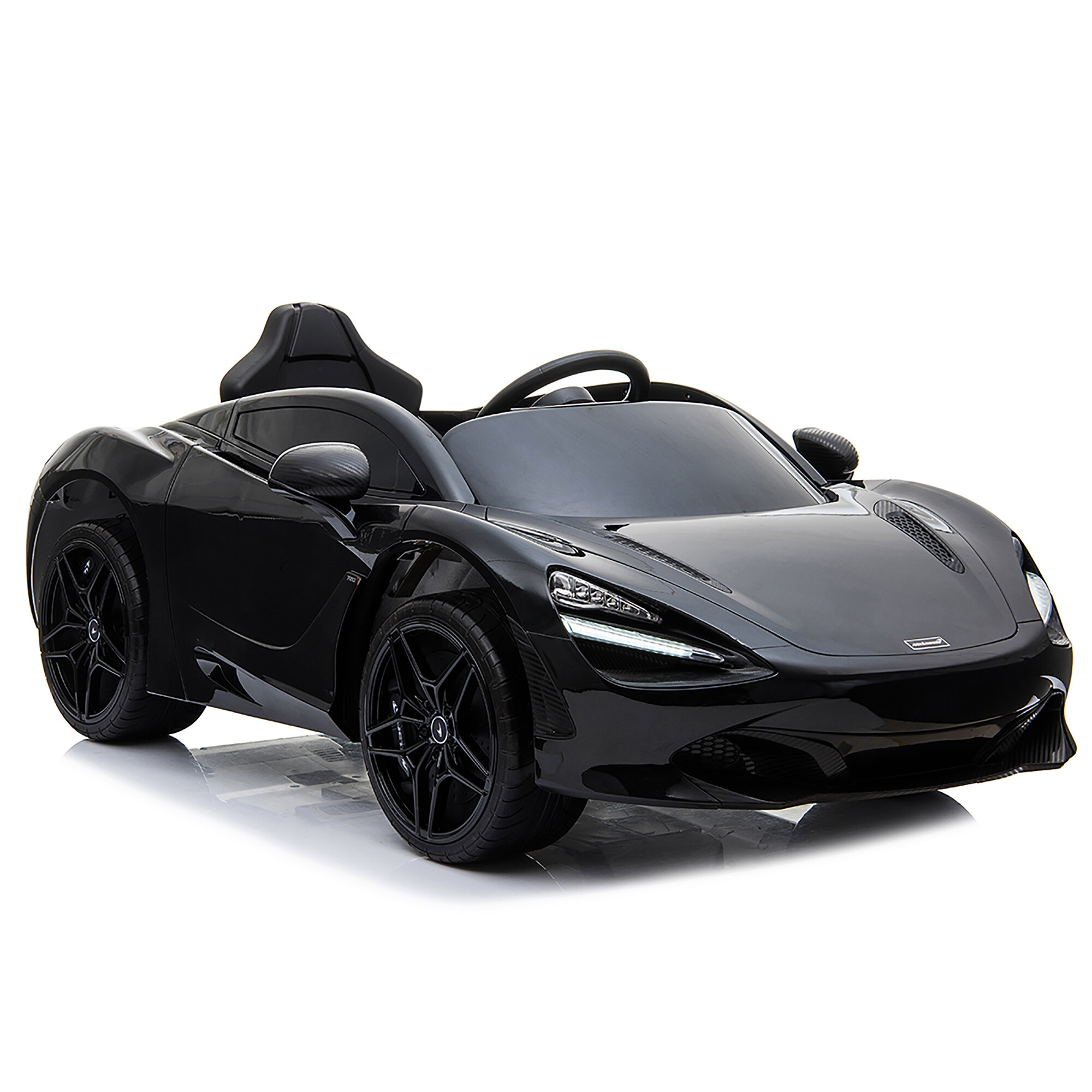 McLaren 720S electric car 12V with EVA tires and leather seat, black NORDIC PLAY