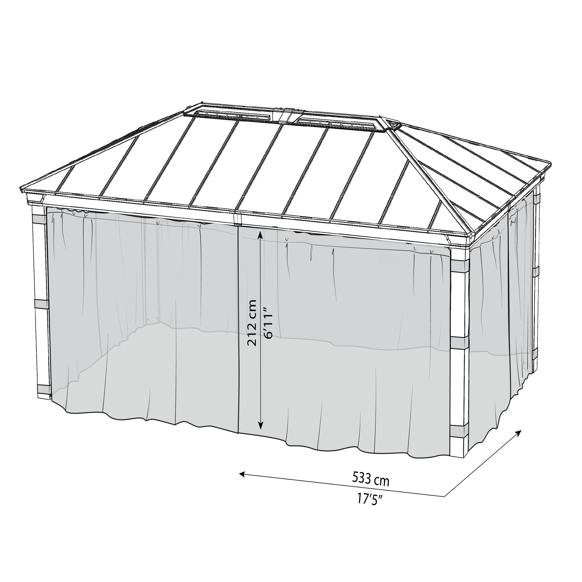 Myggenet sæt af 4 stk. passer til Dallas pavillon 4,2 x 6 meter