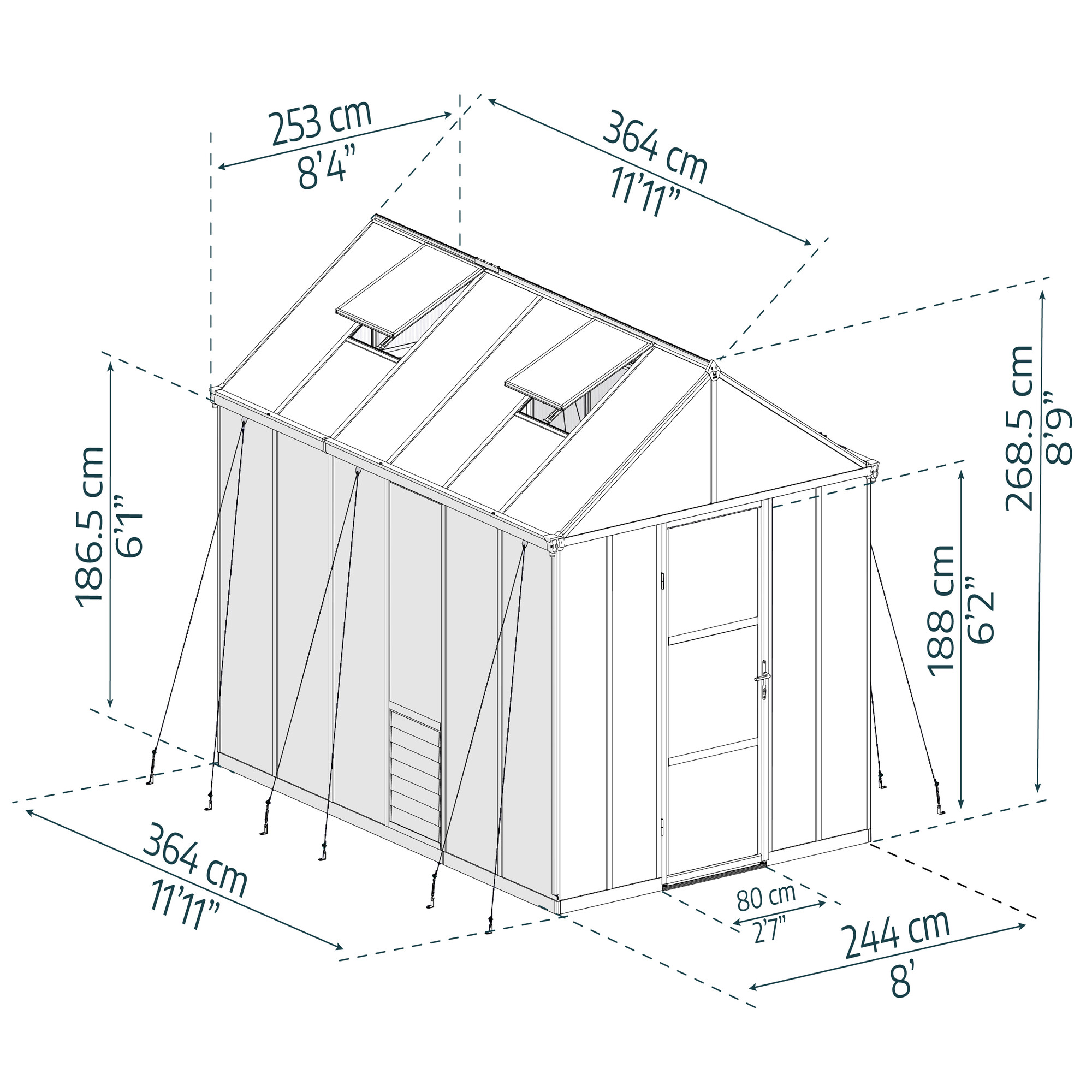 Drivhus Glory 9,2 m2 grå Palram - Canopia