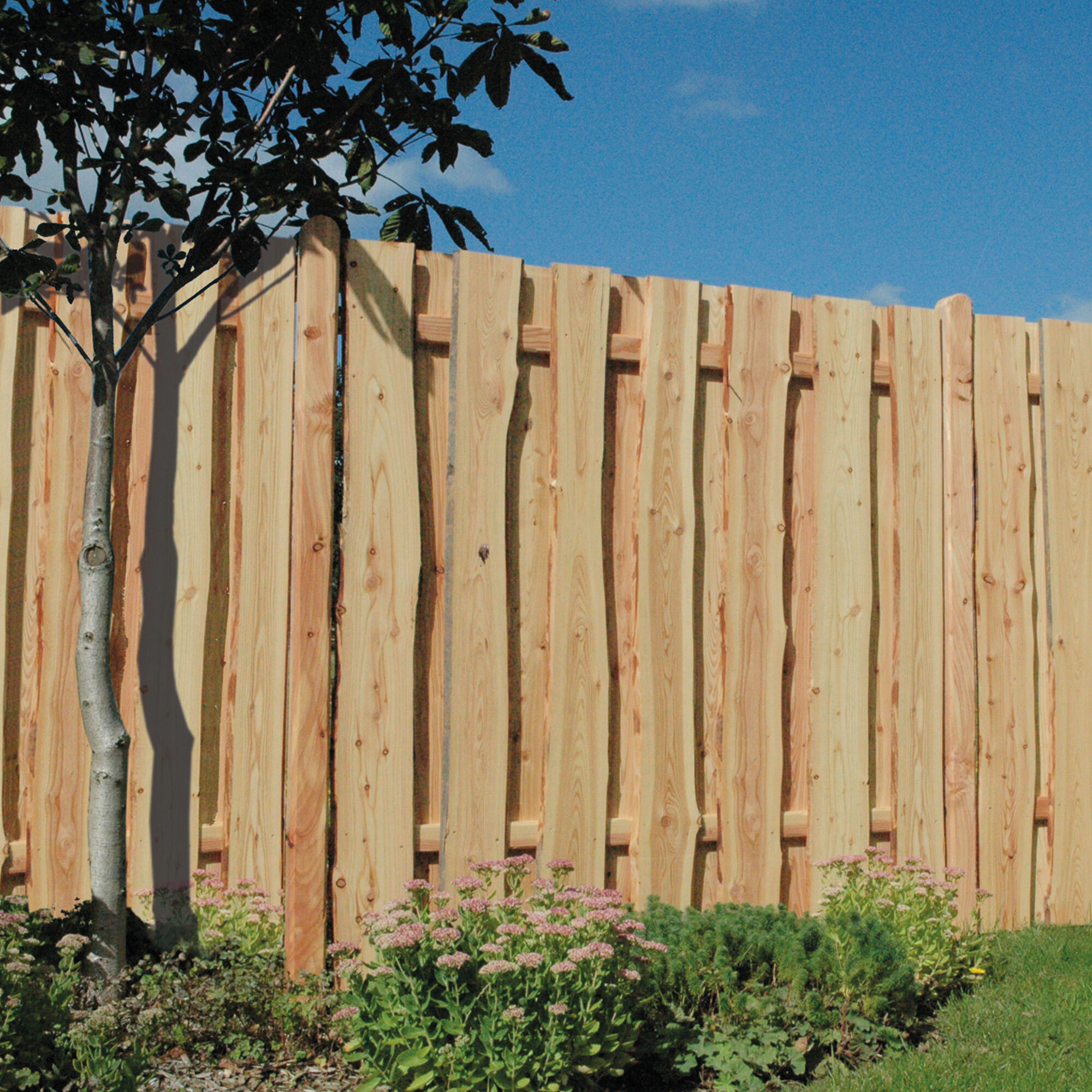 Læhegn i lærketræ, 180 x 180 cm, NORDIC FENCE, VERTICAL