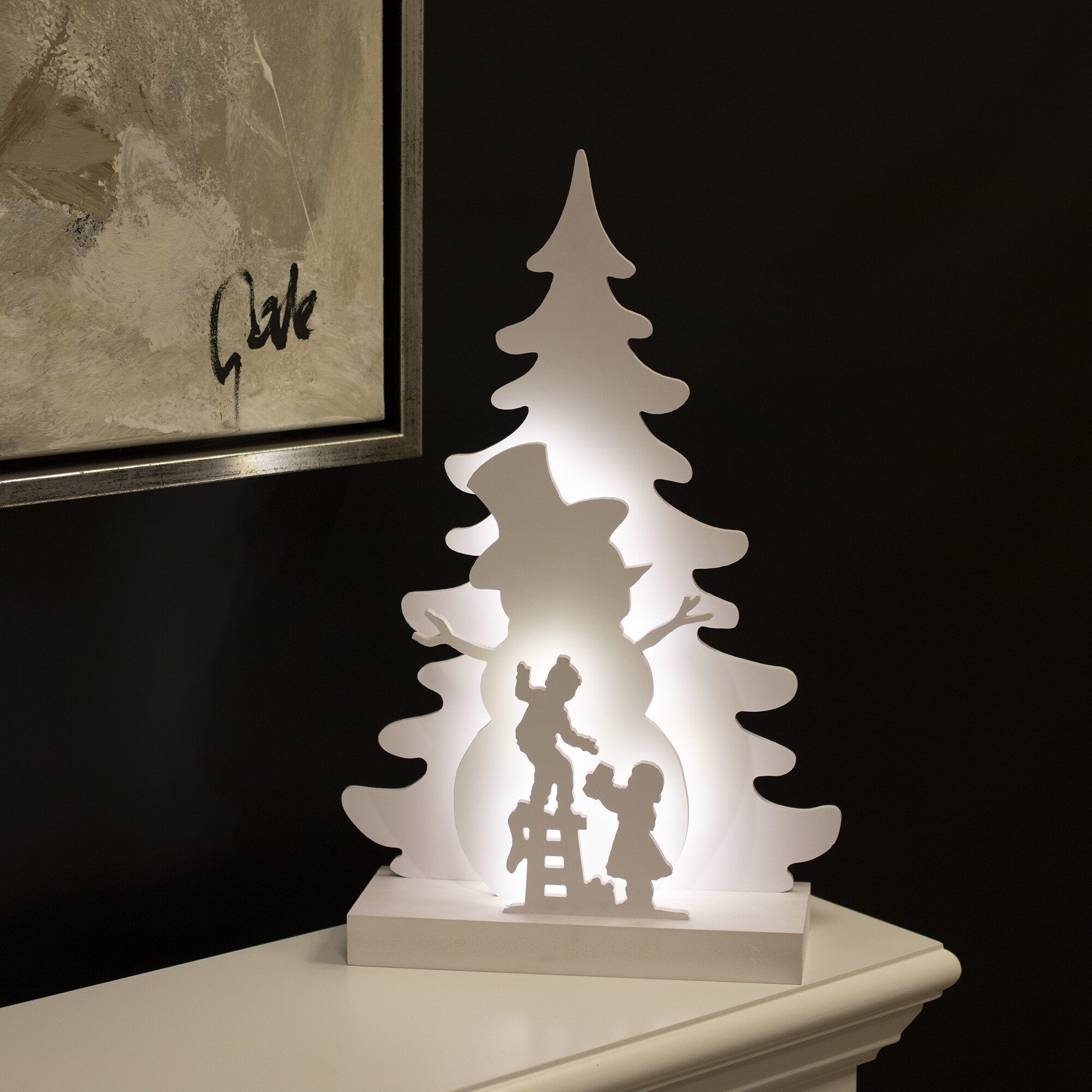 Julesilhuet 3D LED lys med snemand motiv NORDIC WINTER