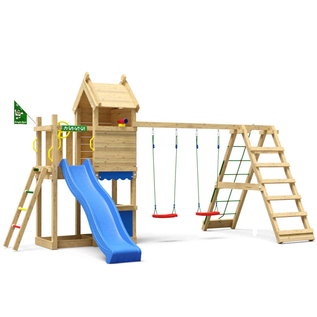 Legetårn Jungle Gym Resort m/2-Climb Module 200 og blå rutschebane