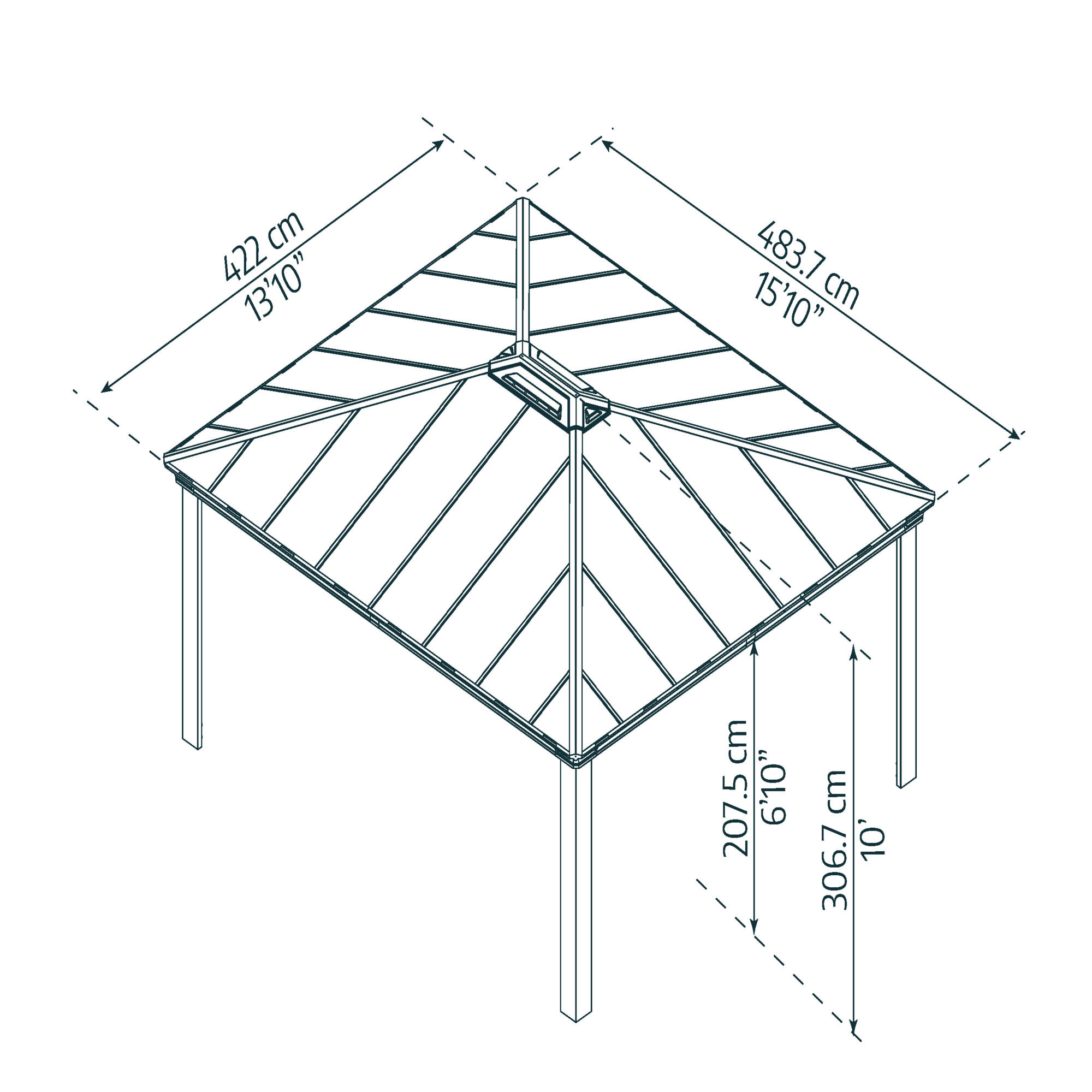 Pavillon Dallas 4,2 x 4,8 meter antracitgrå Palram - Canopia