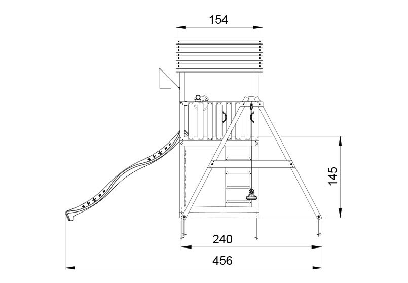 Legetårn Jungle Gym Sierra 2.1 m/2-Climb Module 220 og gul rutschebane