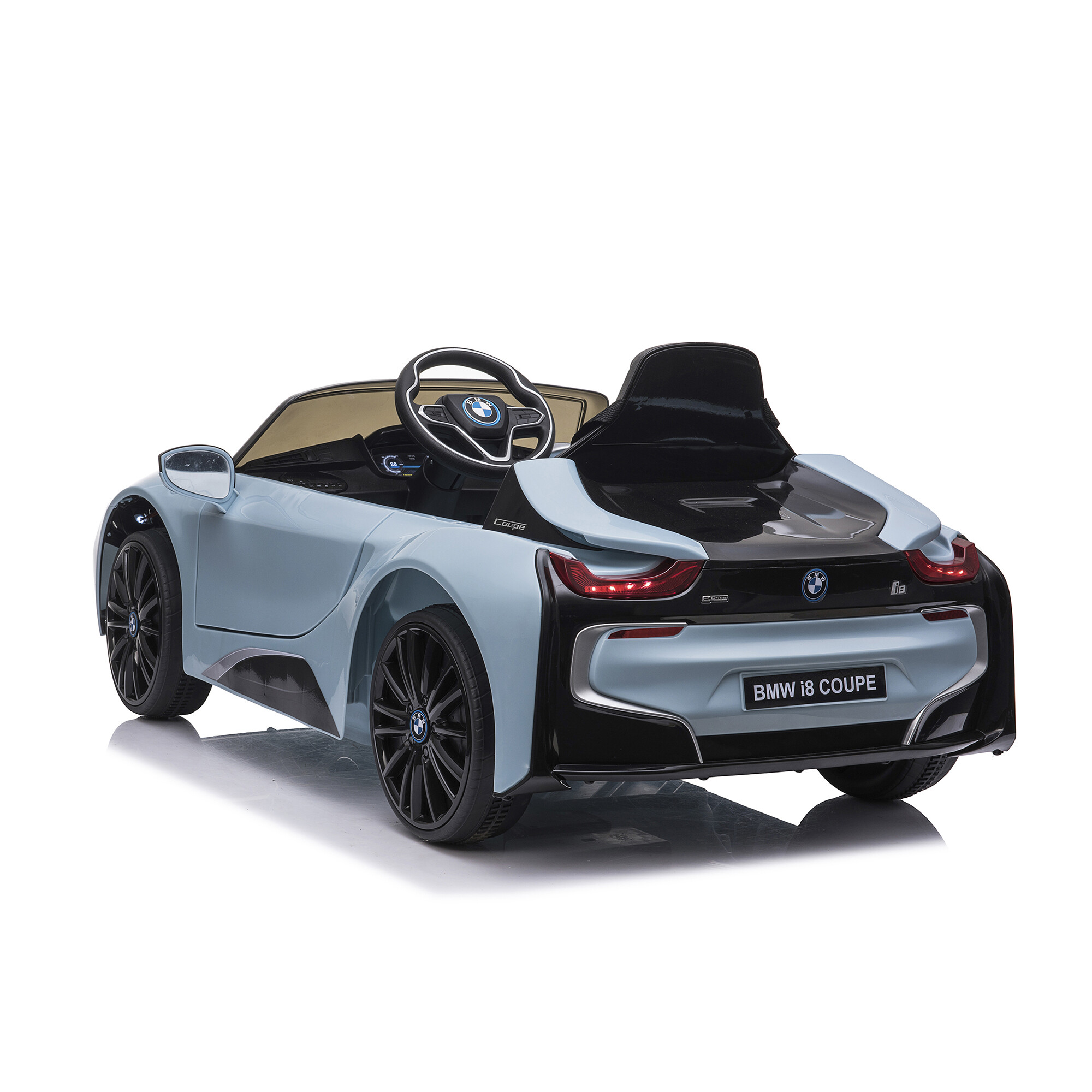 Elbil BMW I8 licens 12V med EVA hjul NORDIC PLAY