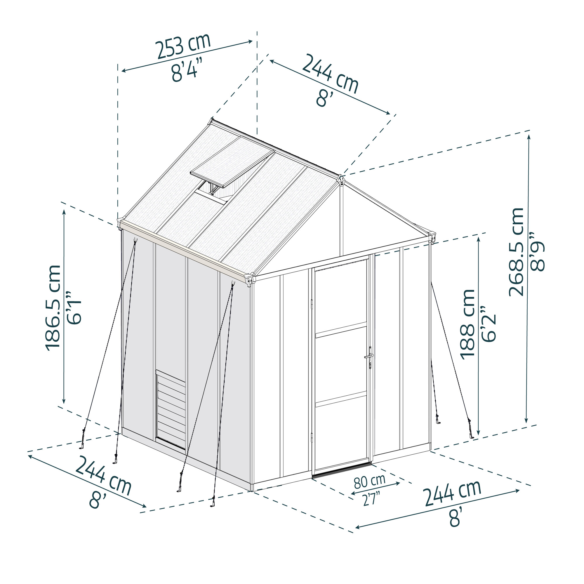Drivhus Glory 6,2 m2 grå Palram - Canopia