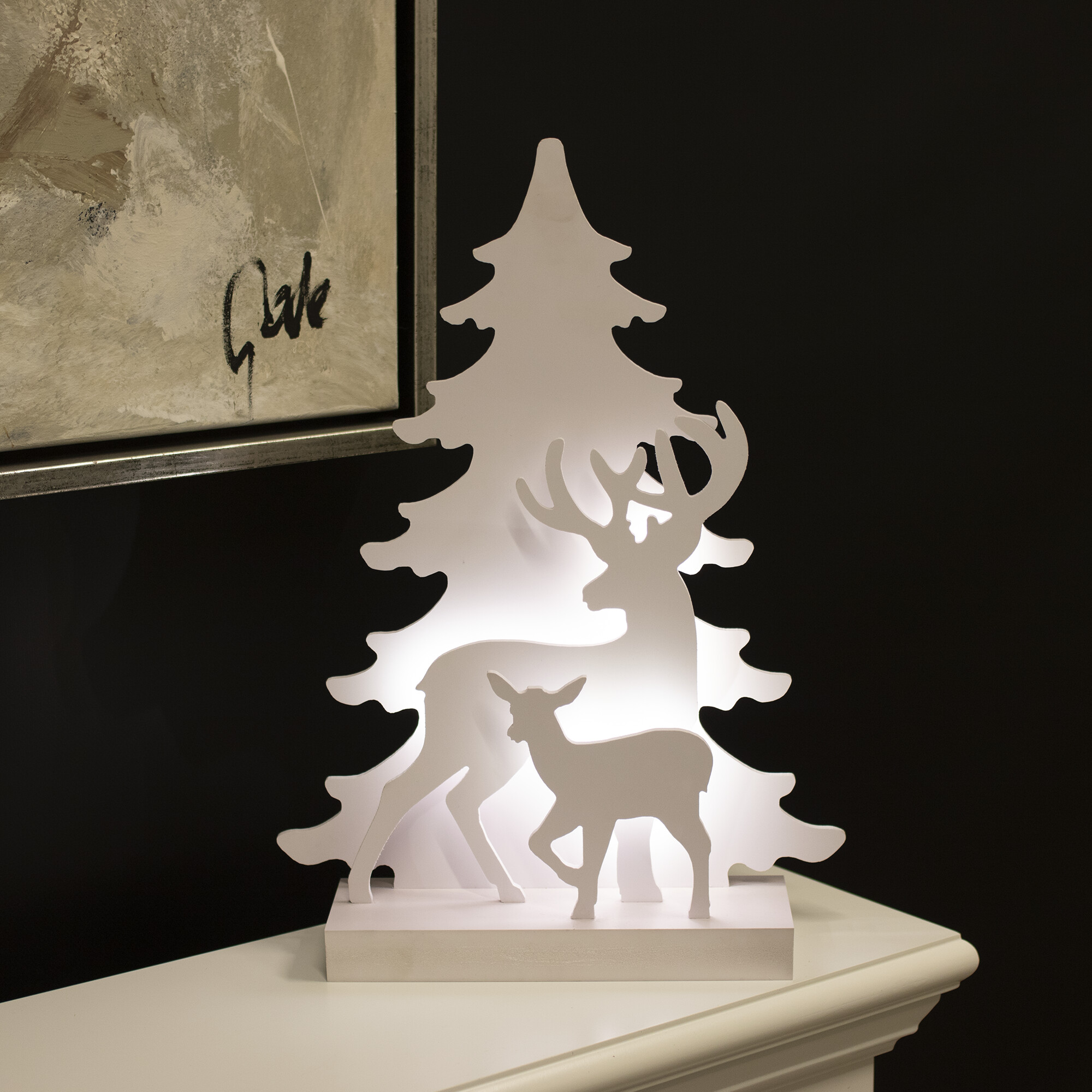 Julesilhuet 3D LED lys med rensdyr motiv NORDIC WINTER