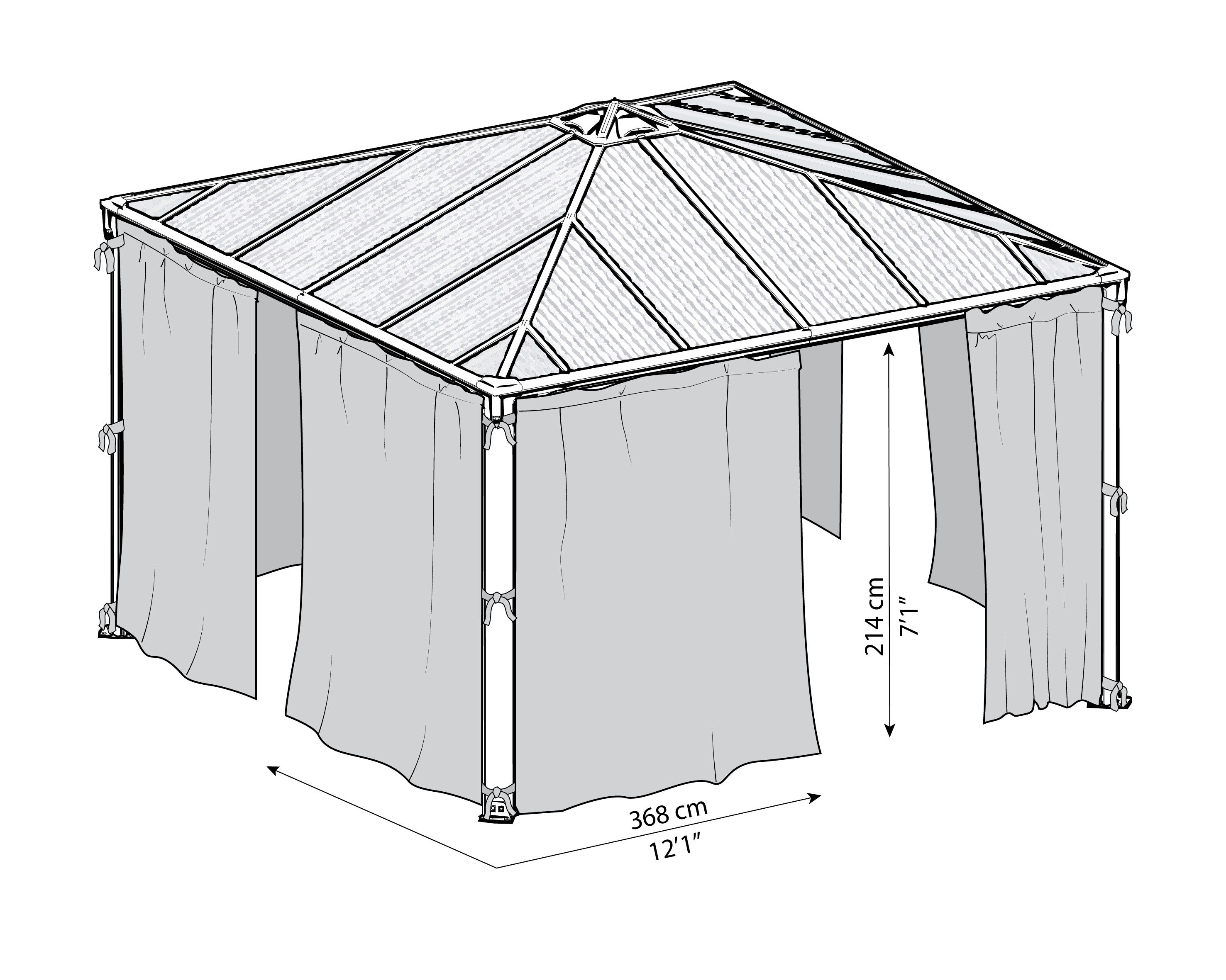 Mosquito net for Palermo 3000/3600, Milano 3000 & Martinique 3600 garden gazebo Palram - Canopia