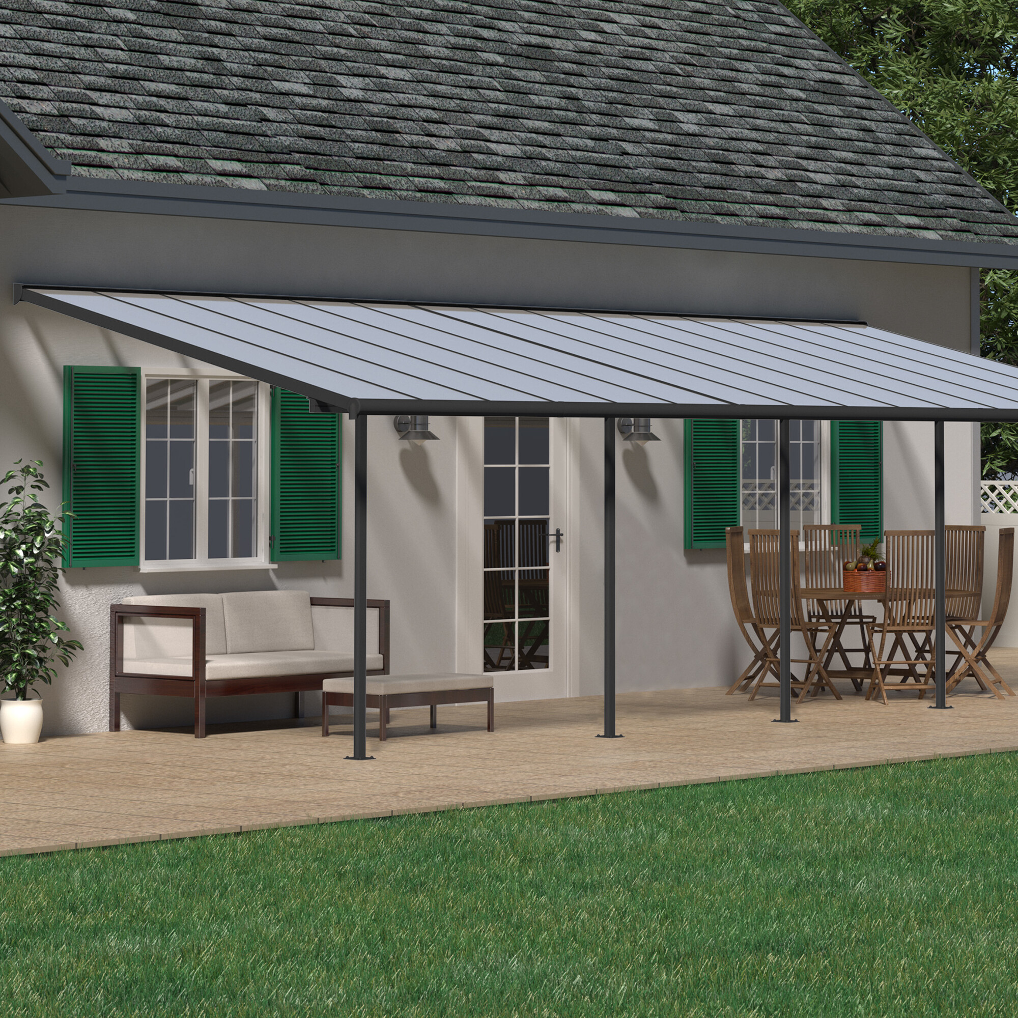 Terrasseoverdækning Sierra 3x9,24m (27,3 m2), antracitgrå Palram - Canopia