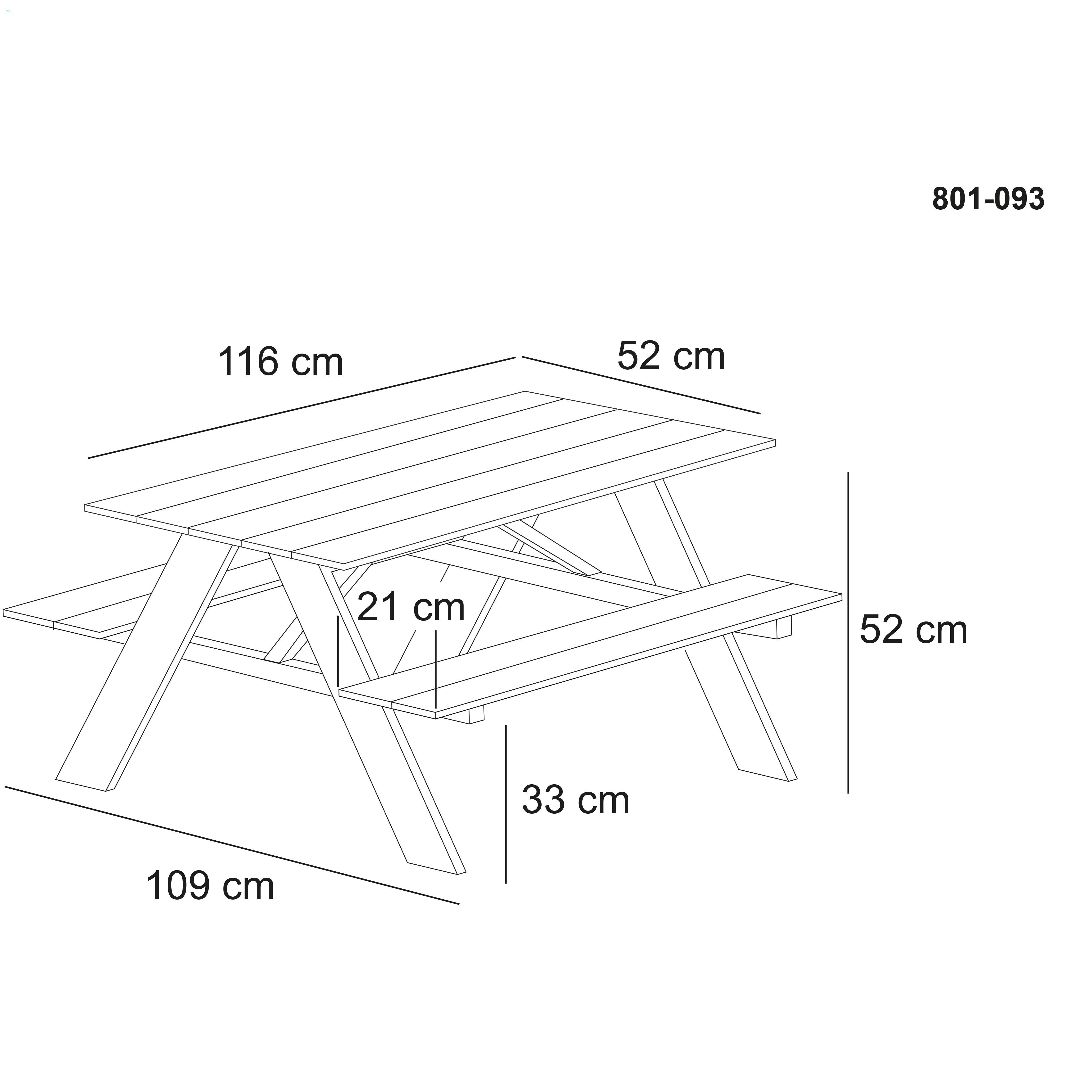 Børne bord-/bænkesæt A-model sort nonwood og alu. Stel HORTUS