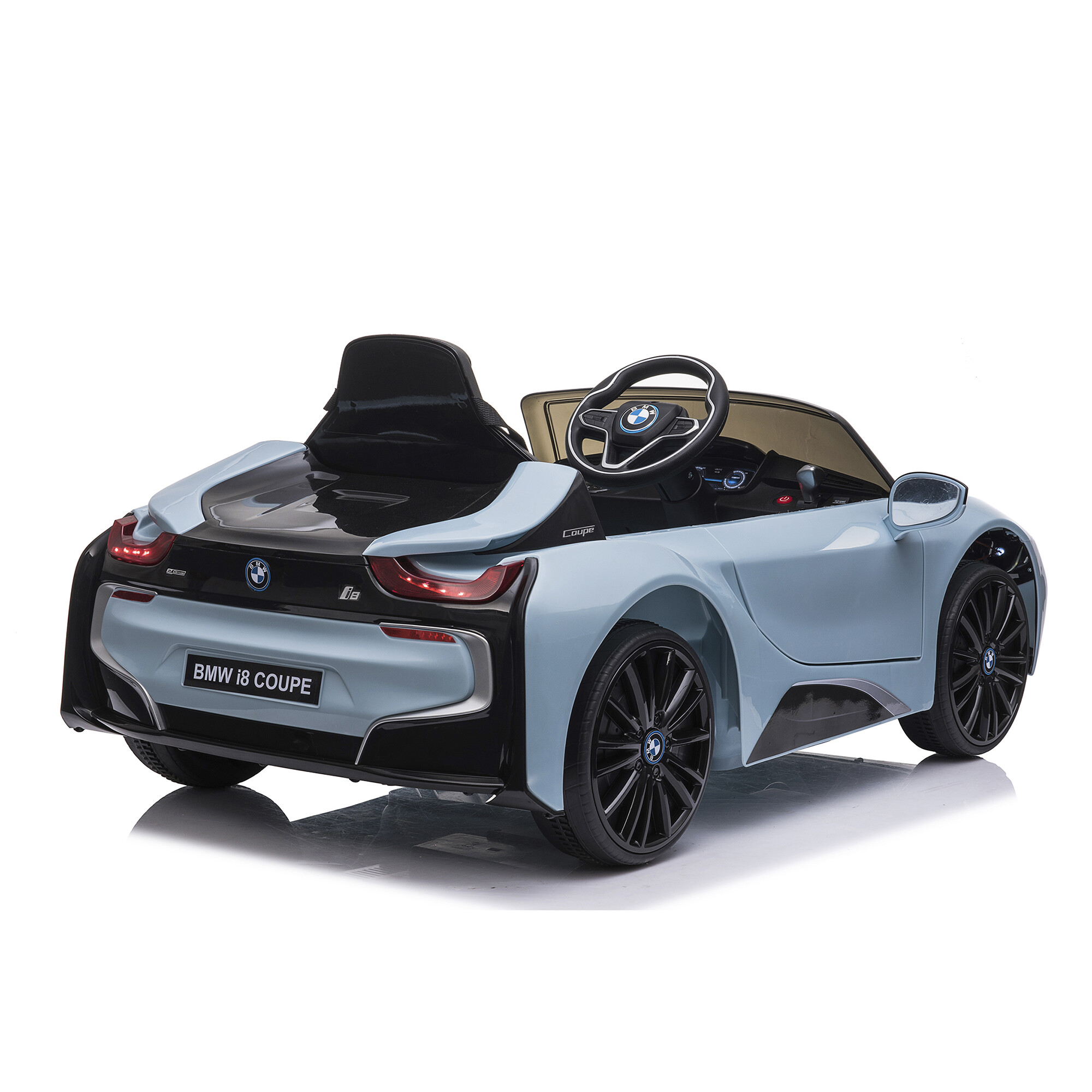 Elbil BMW I8 licens 12V med EVA hjul NORDIC PLAY