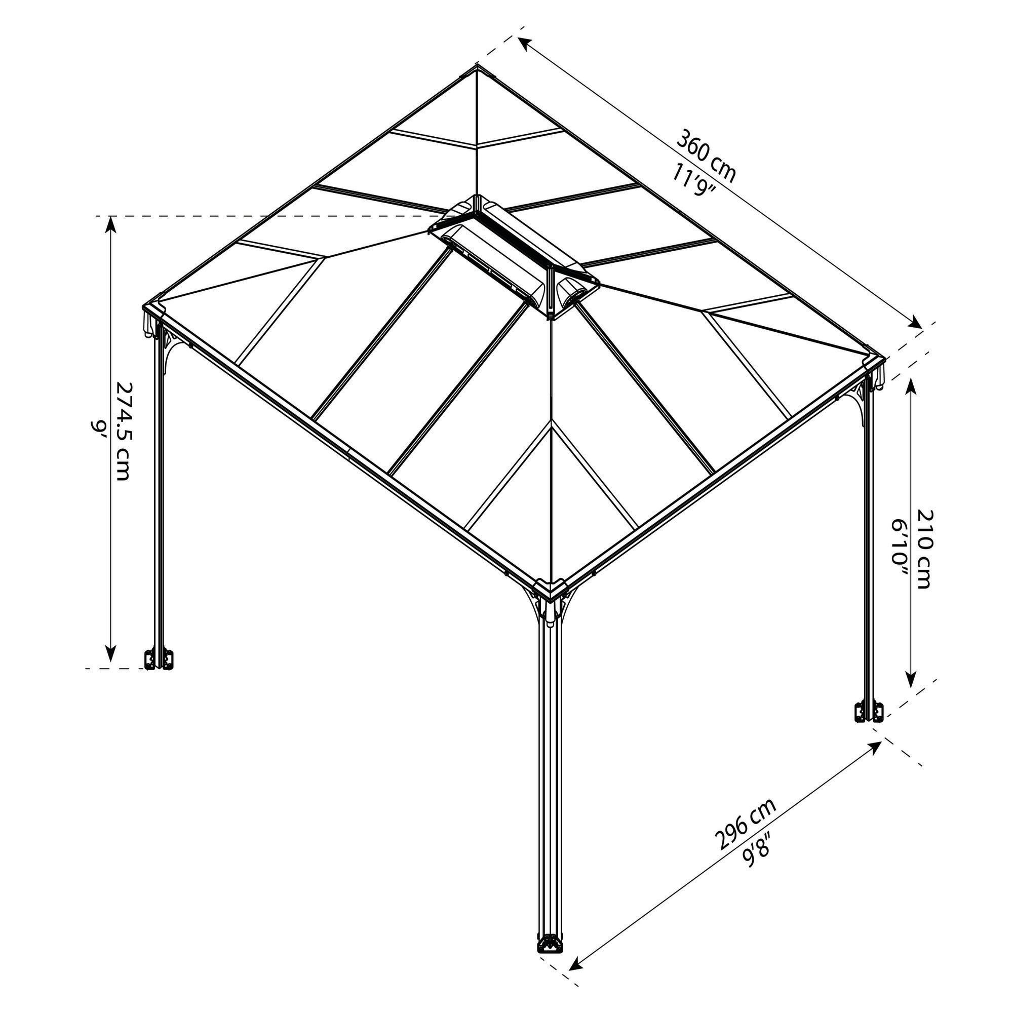 Gazebo Martinique 3600, anthracite Palram - Canopia
