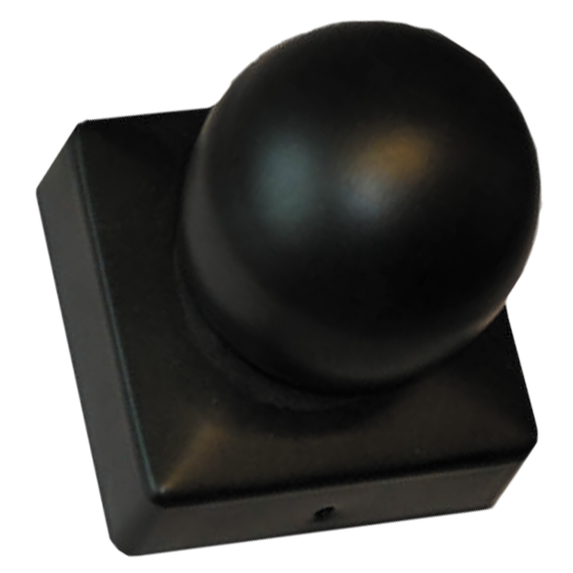 Post cap black 75 x 75 mm, with ball