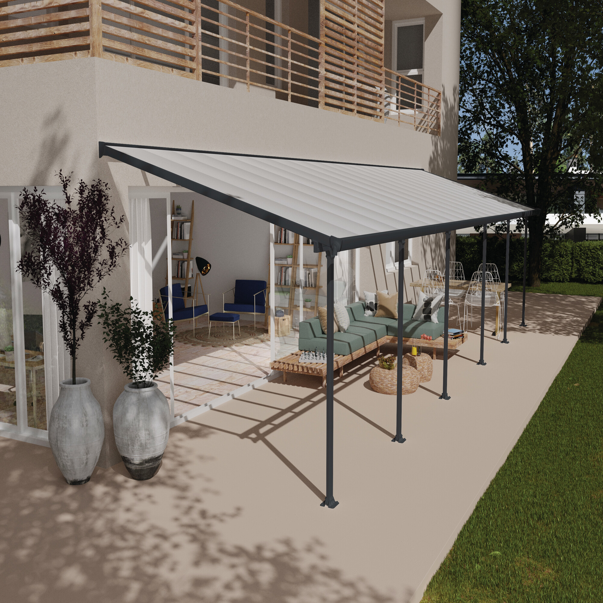 Terrasseoverdækning Feria 30,4 m2, antracitgrå Palram - Canopia