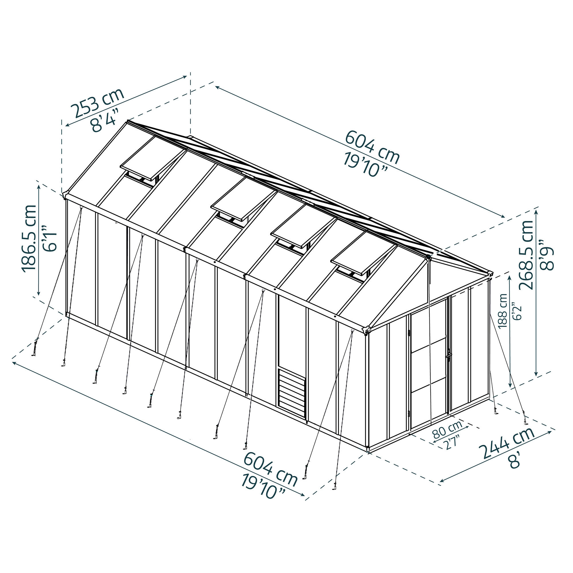 Drivhus Glory 15,3 m2 grå Palram - Canopia