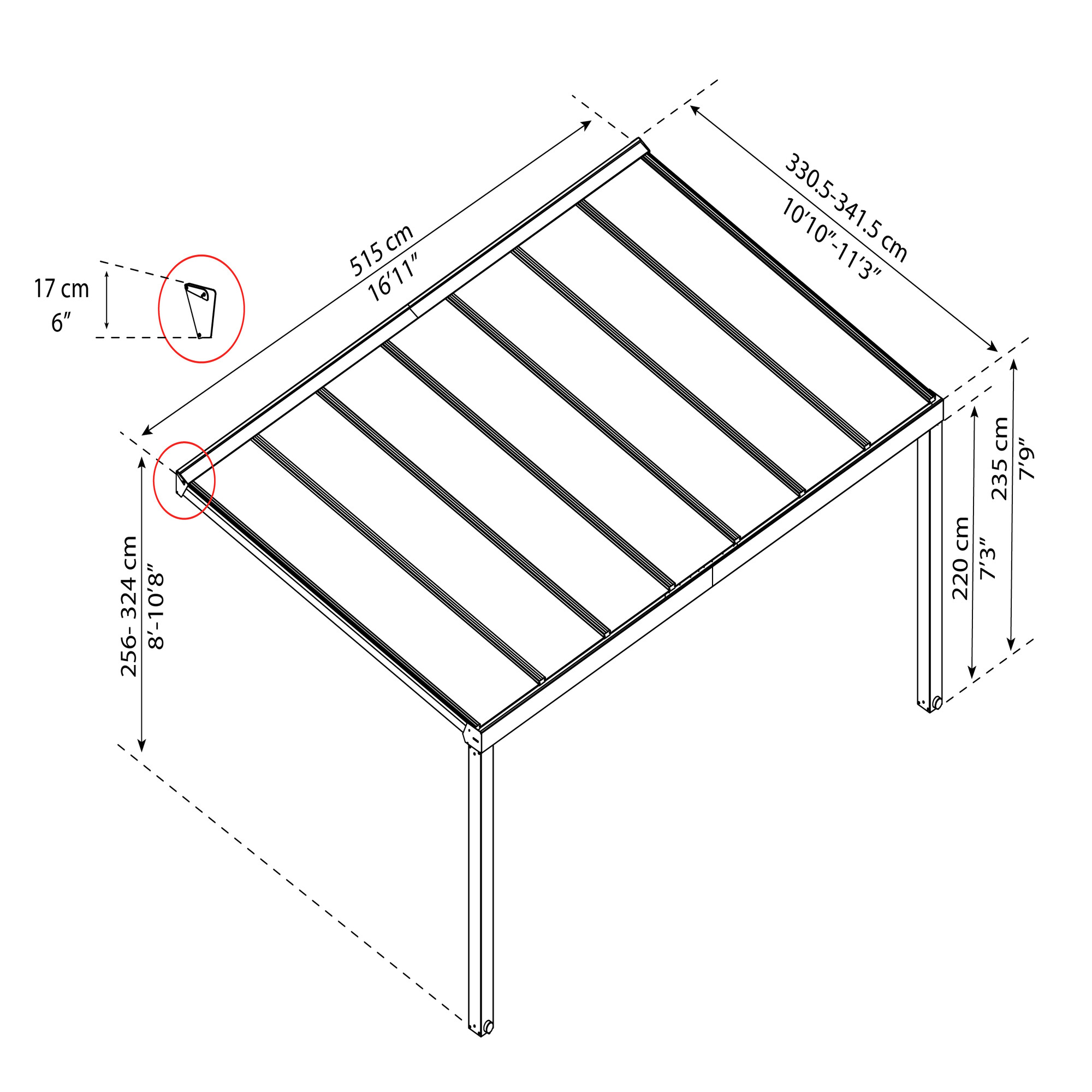 Patio cover Stockholm 3.4 x 5.2 m, anthracite Palram - Canopia