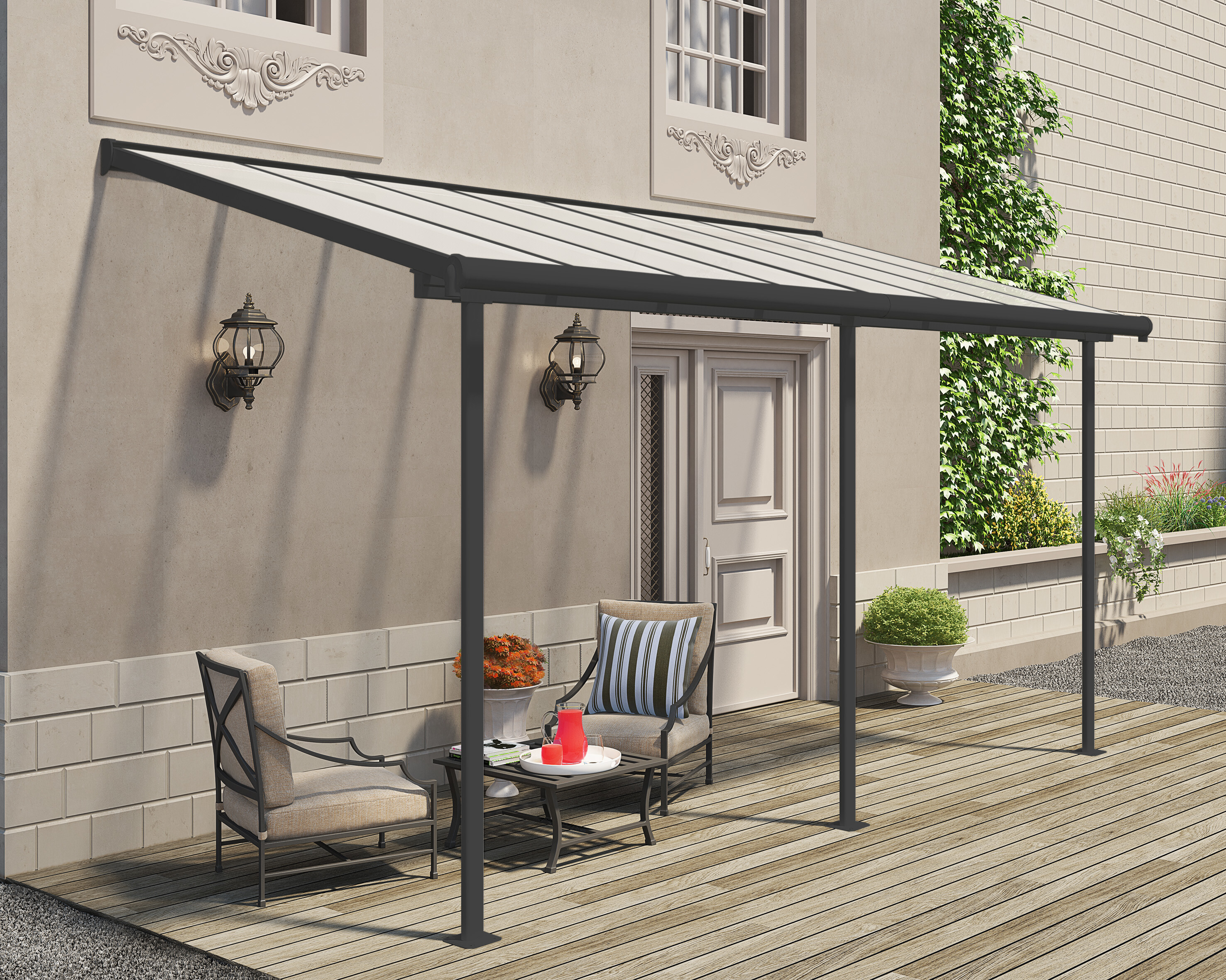 Terrasseoverdækning Sierra 2,3x4,5m (10m2), antracitgrå Palram - Canopia