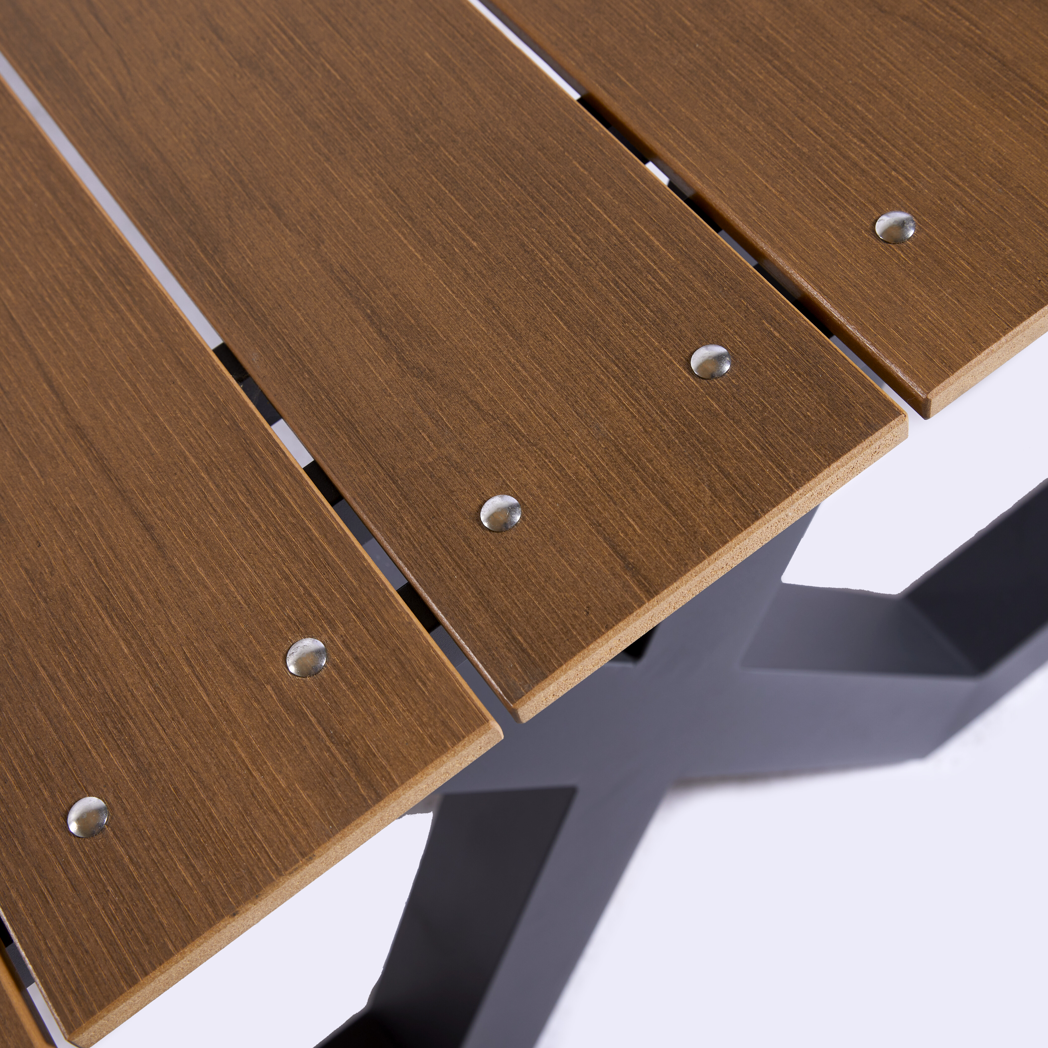 Bord-/bænkesæt X-model teak nonwood og antracitstel HORTUS