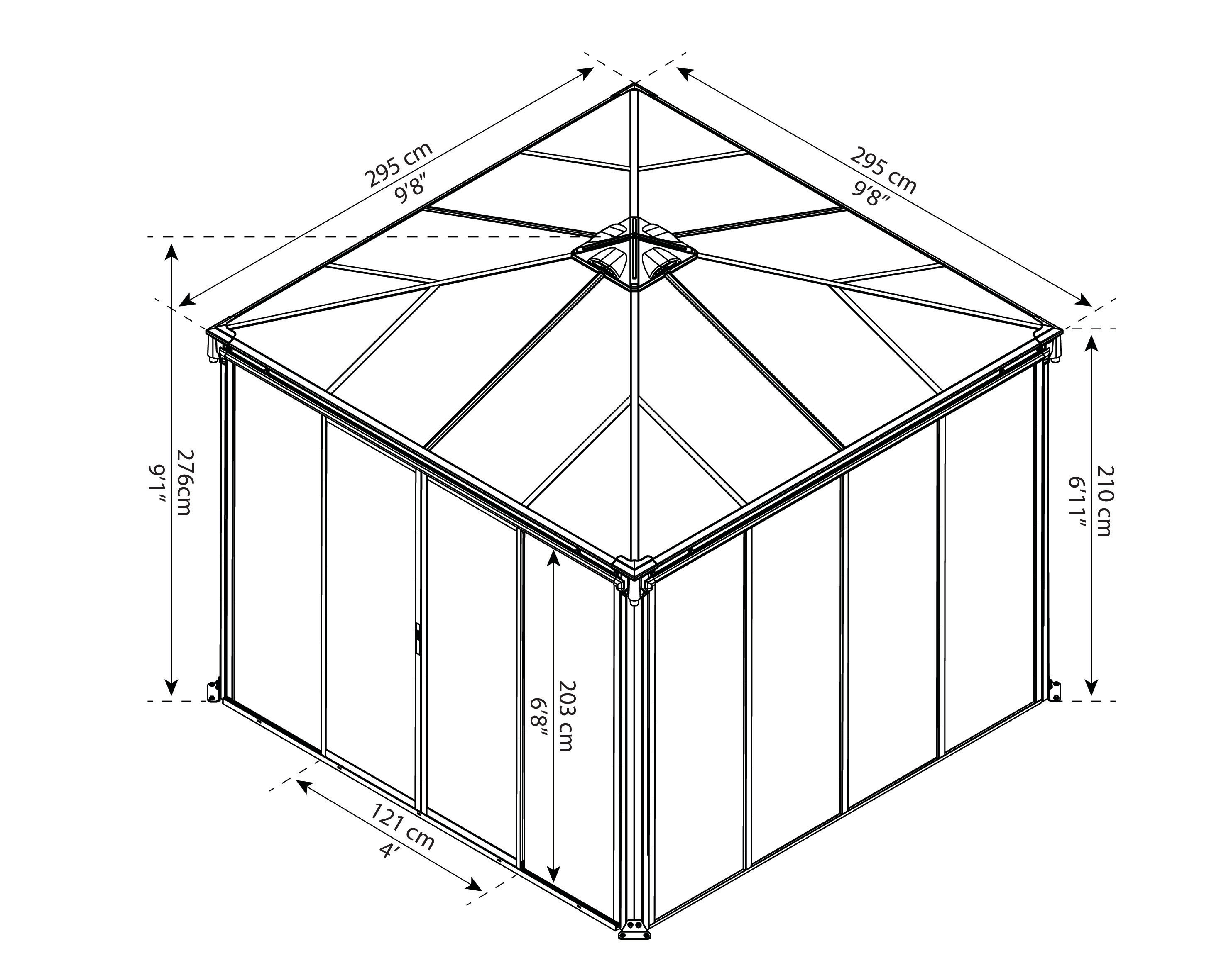 Pavillon lukket Ledro 3000, antracitgrå Palram - Canopia