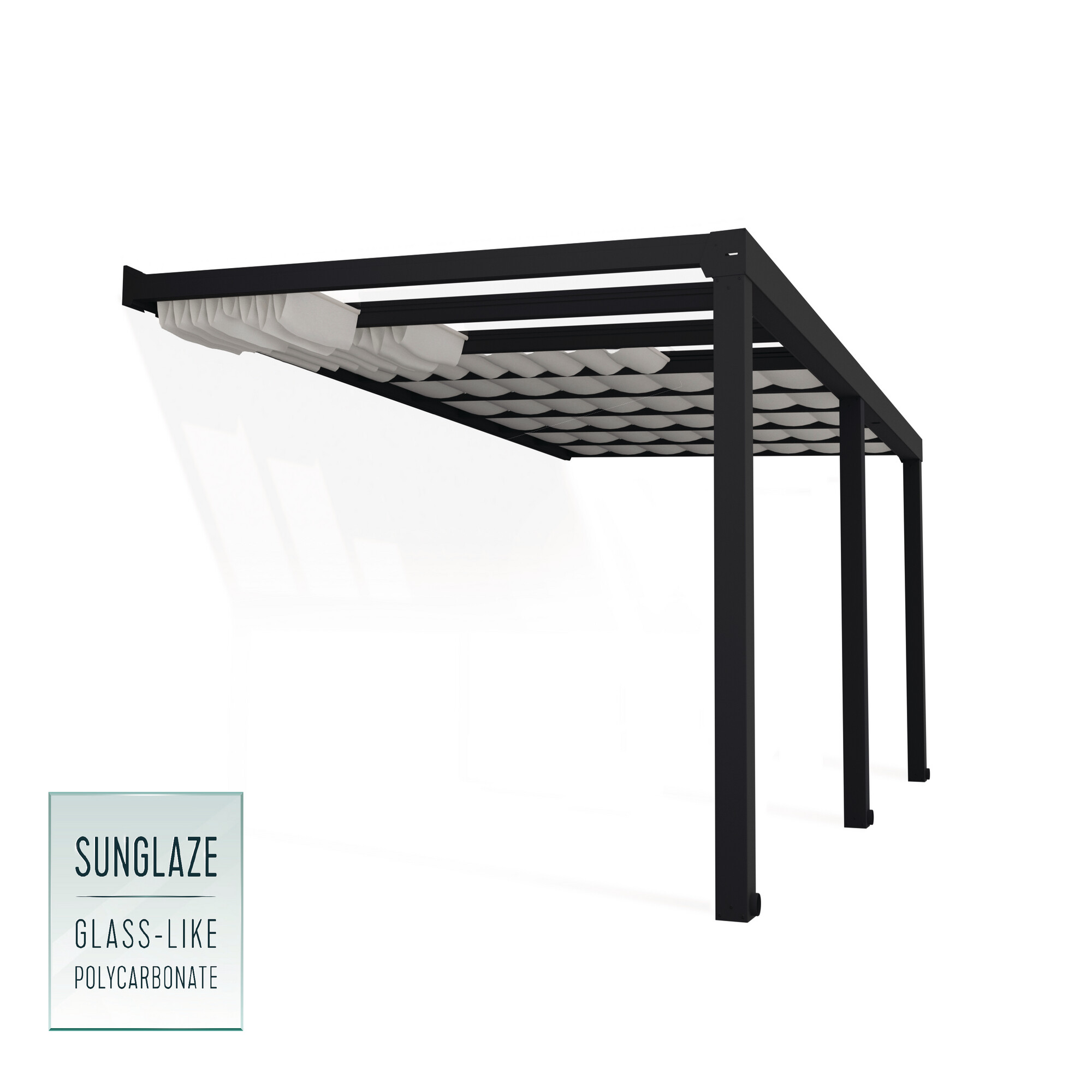 Patio cover Stockholm 3.4 x 5.9 m, anthracite incl. roof curtains Palram - Canopia