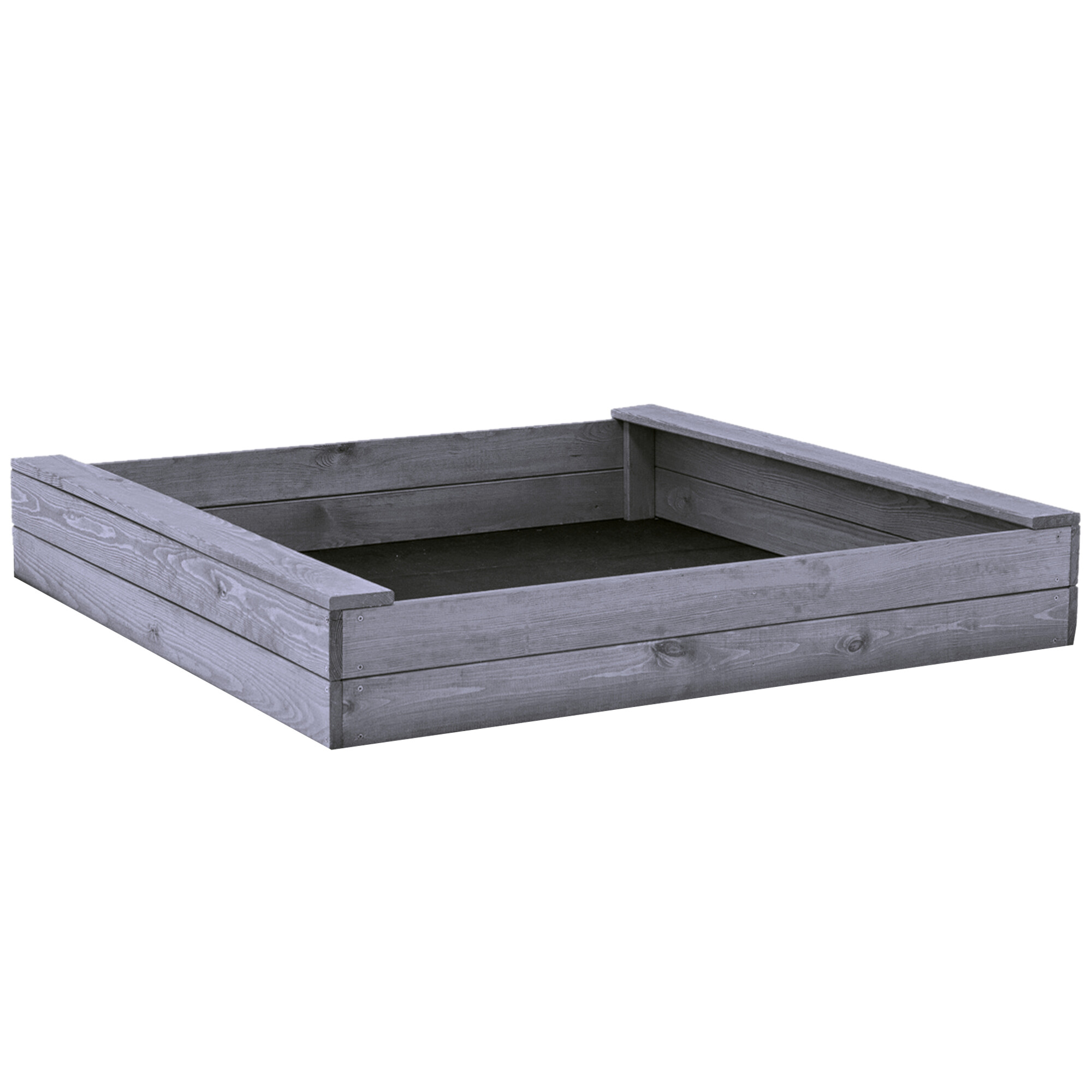 Sandkasse slim 120 x 120 cm, grå, grundmalet NORDIC PLAY