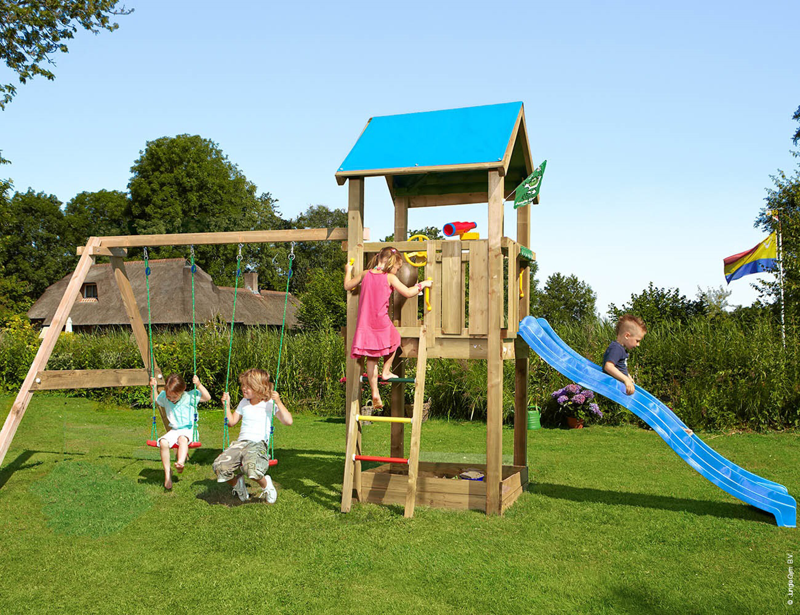 Legetårn Jungle Gym Castle 2.1, m/2-Swing Module 220 ekskl. rutschebane