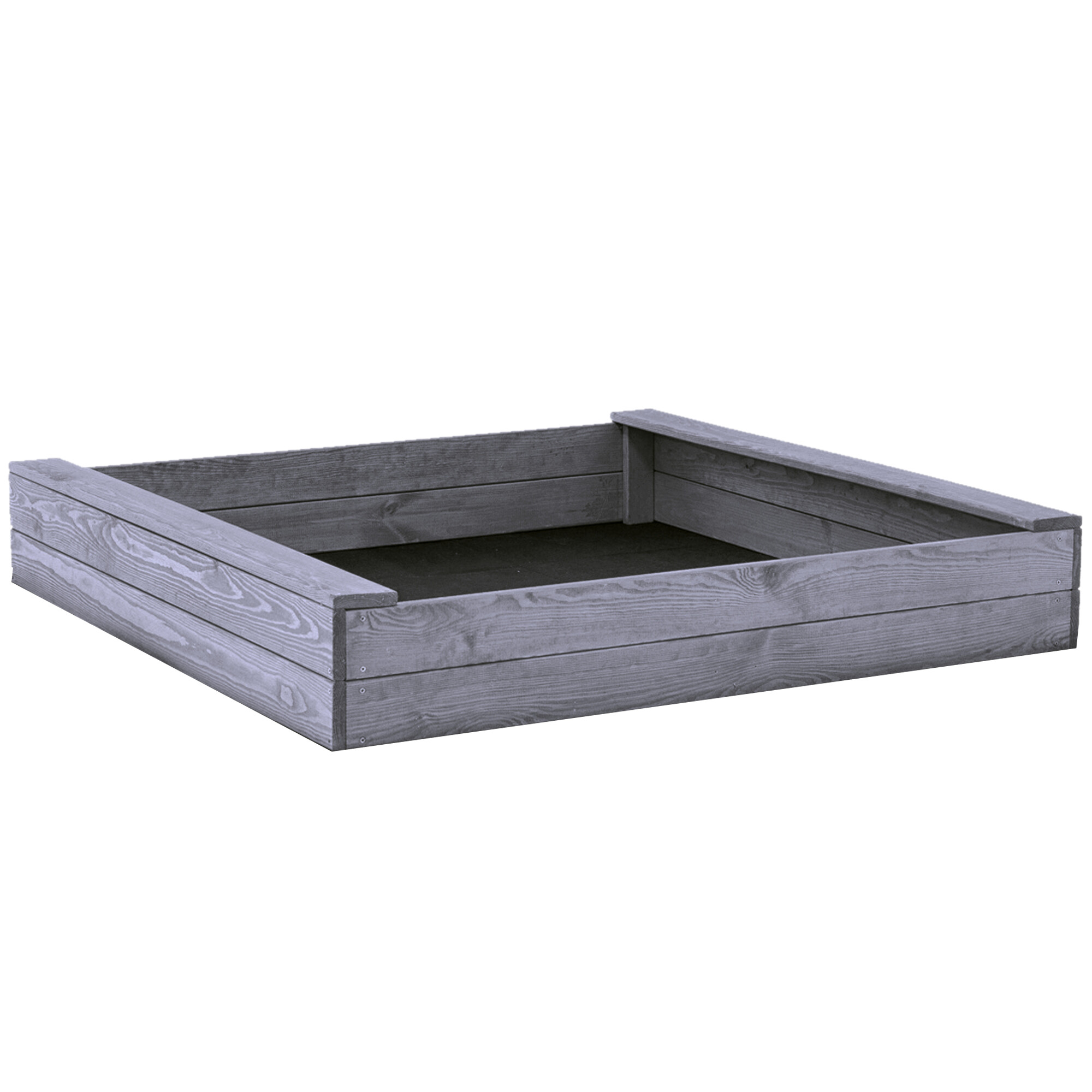 Sandkasse slim 120 x 120 cm, grå, grundmalet NORDIC PLAY