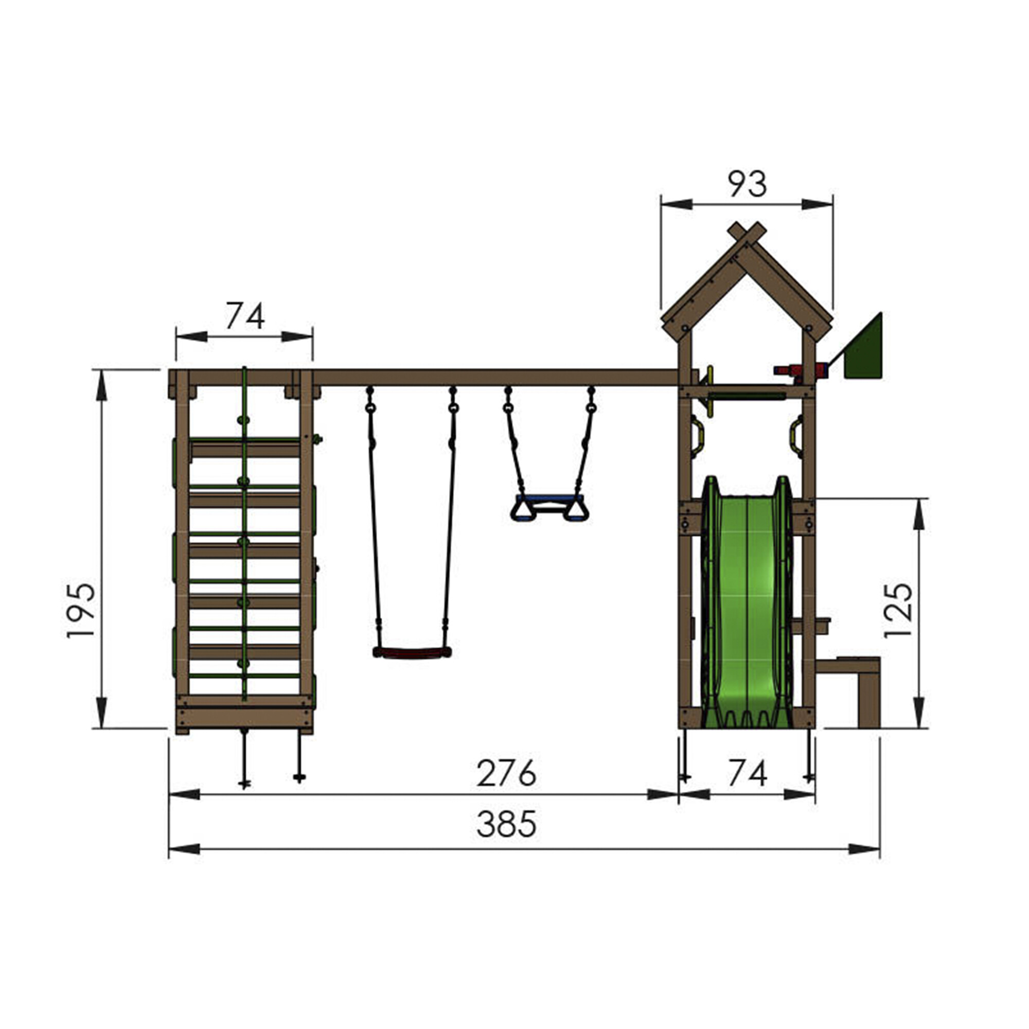 Legetårn Jungle Gym Totem w/2-Climb Module 200 blå rutschebane