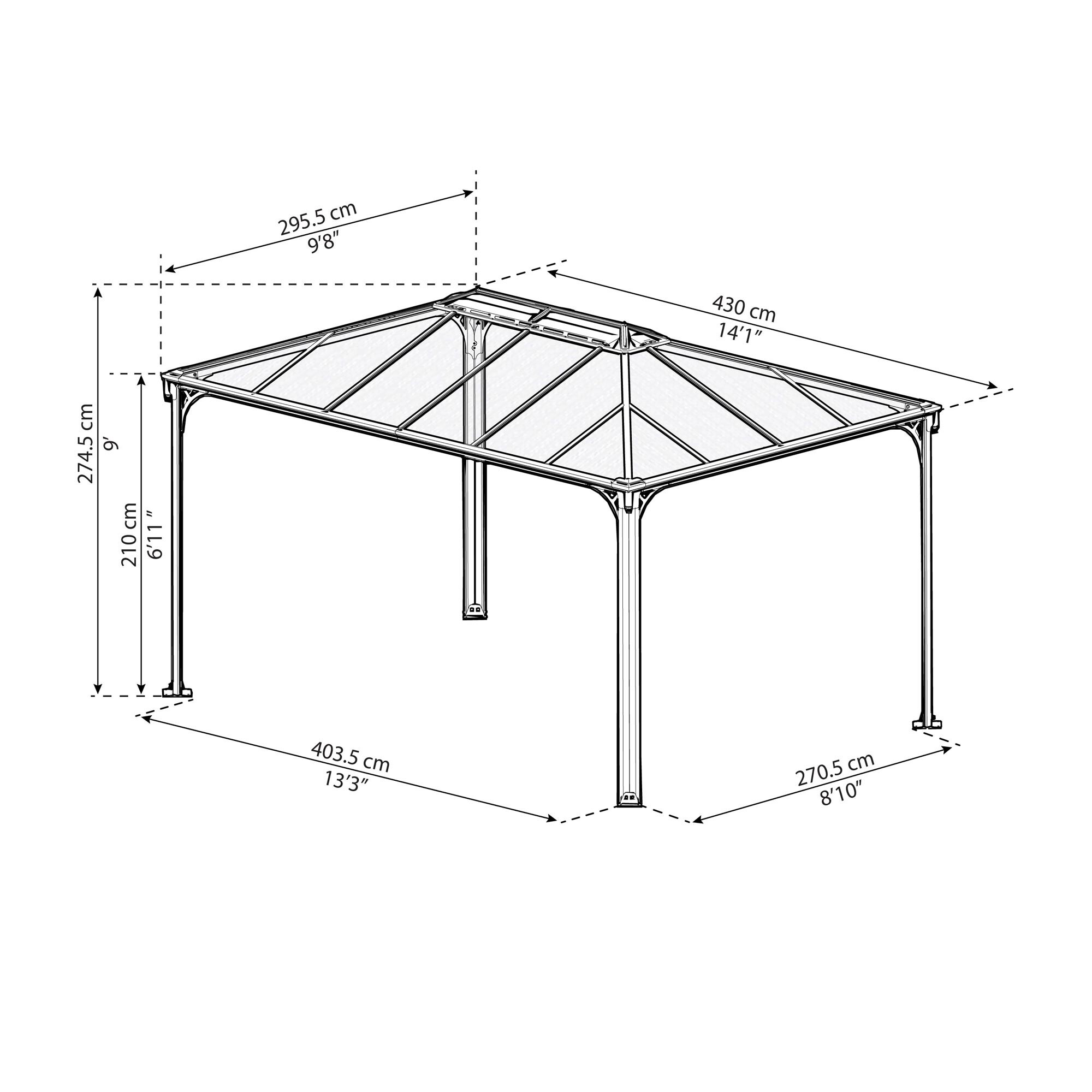 Pavillon Martinique 4300, antracitgrå Palram - Canopia