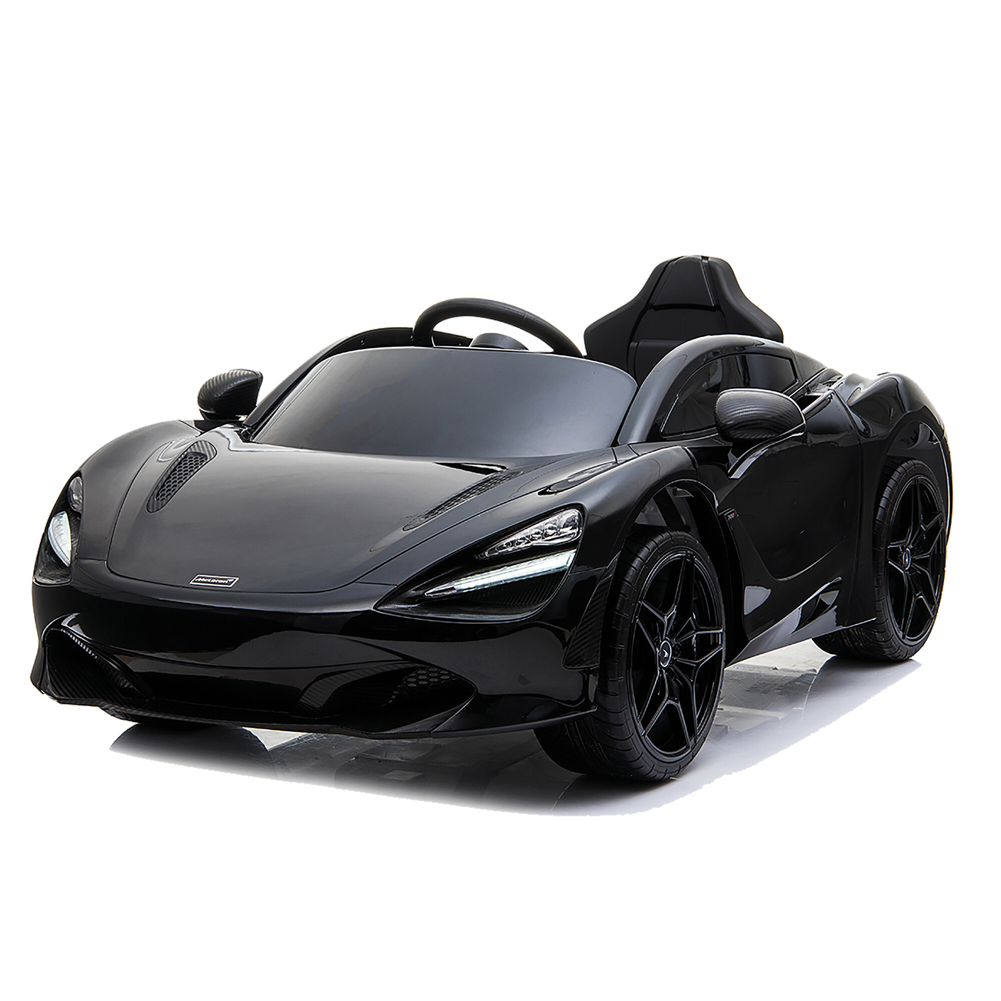 McLaren 720S electric car 12V with EVA tires and leather seat, black NORDIC PLAY