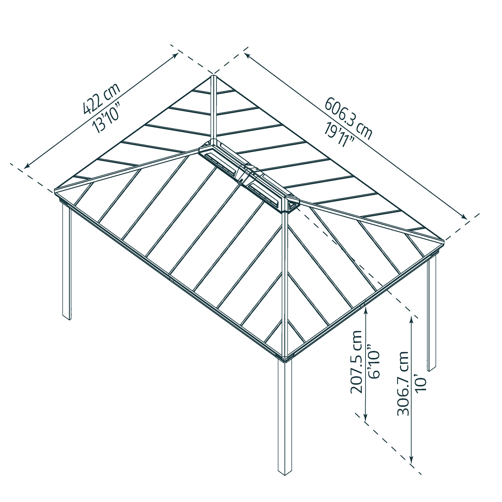 Pavillon Dallas 4,2 x 6 meter antracitgrå Palram - Canopia